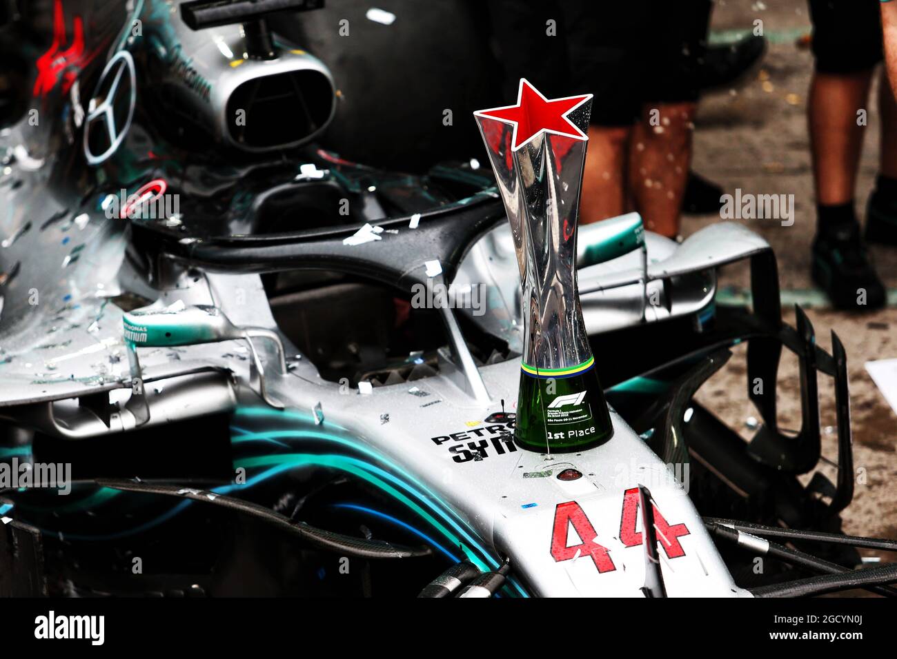 Race winner s trophy on the Mercedes AMG F1 W09 of race winner Lewis Hamilton GBR Brazilian Grand Prix Sunday 11th November 2018. Sao Paulo Brazil Stock Photo Alamy