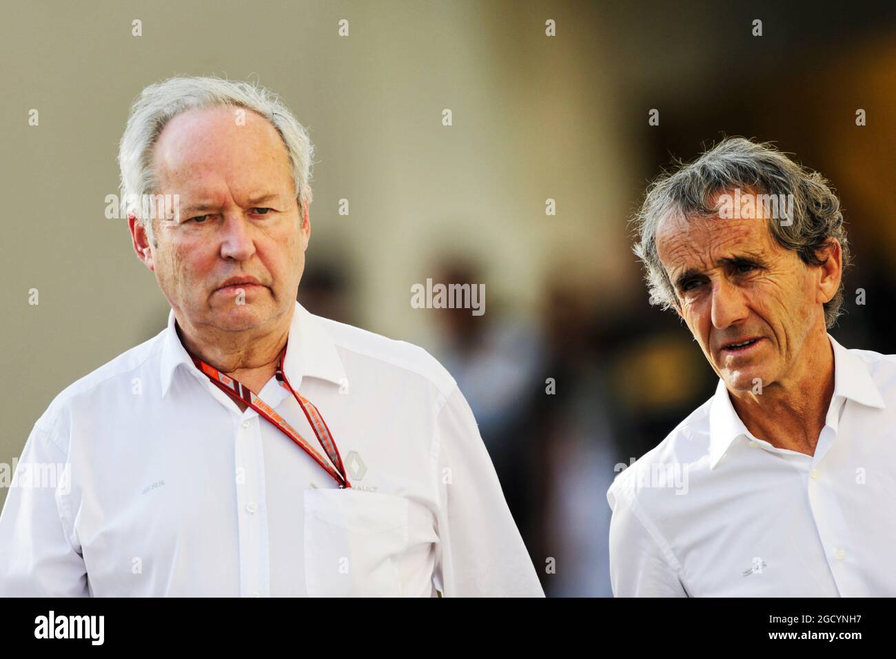 L to R): Jerome Stoll (FRA) Renault Sport F1 President with Alain Prost  (FRA) Renault Sport F1 Team Special Advisor. Abu Dhabi Grand Prix, Saturday  24th November 2018. Yas Marina Circuit, Abu