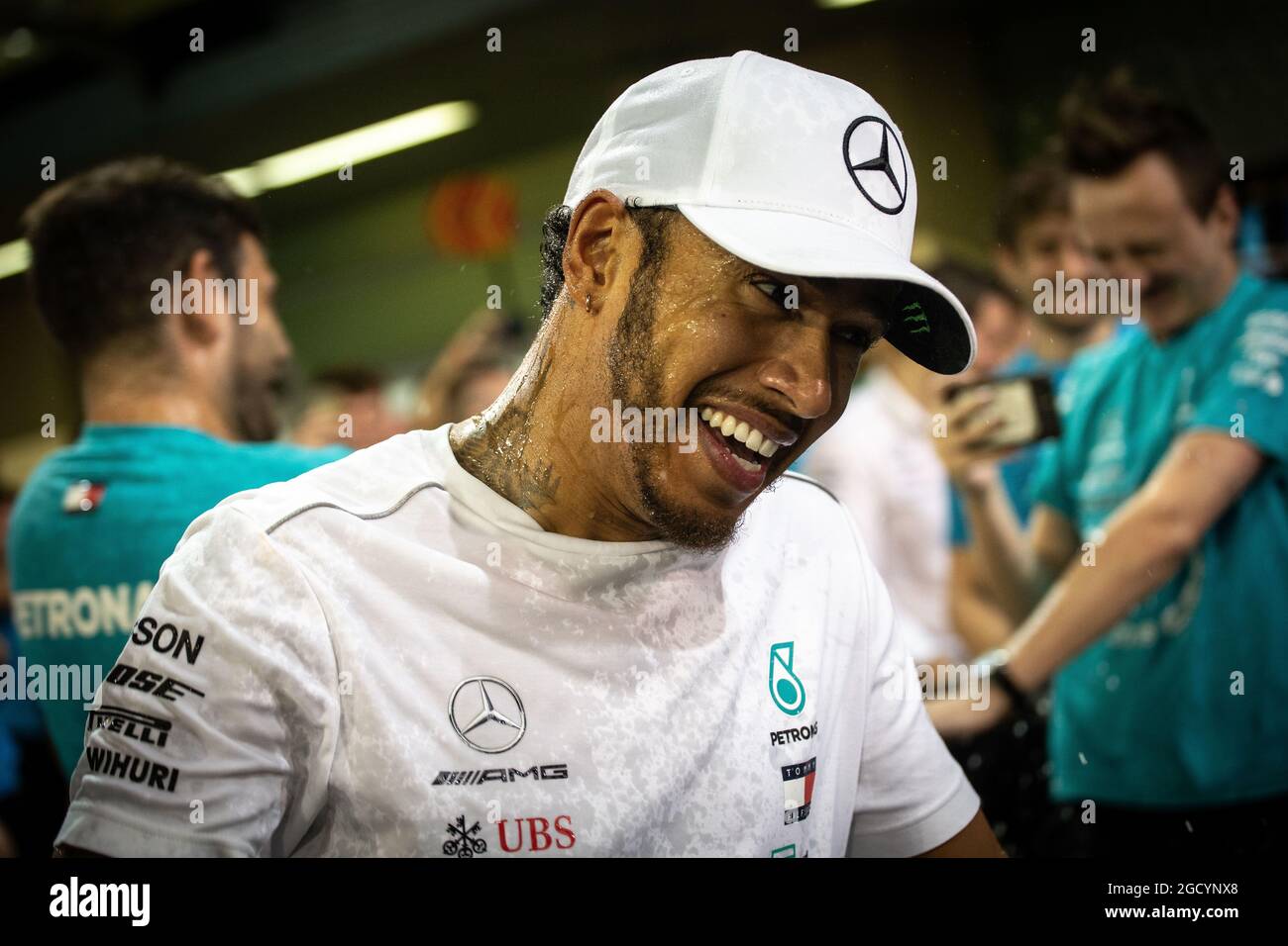 Race winner Lewis Hamilton (GBR) Mercedes AMG F1 celebrates with the ...