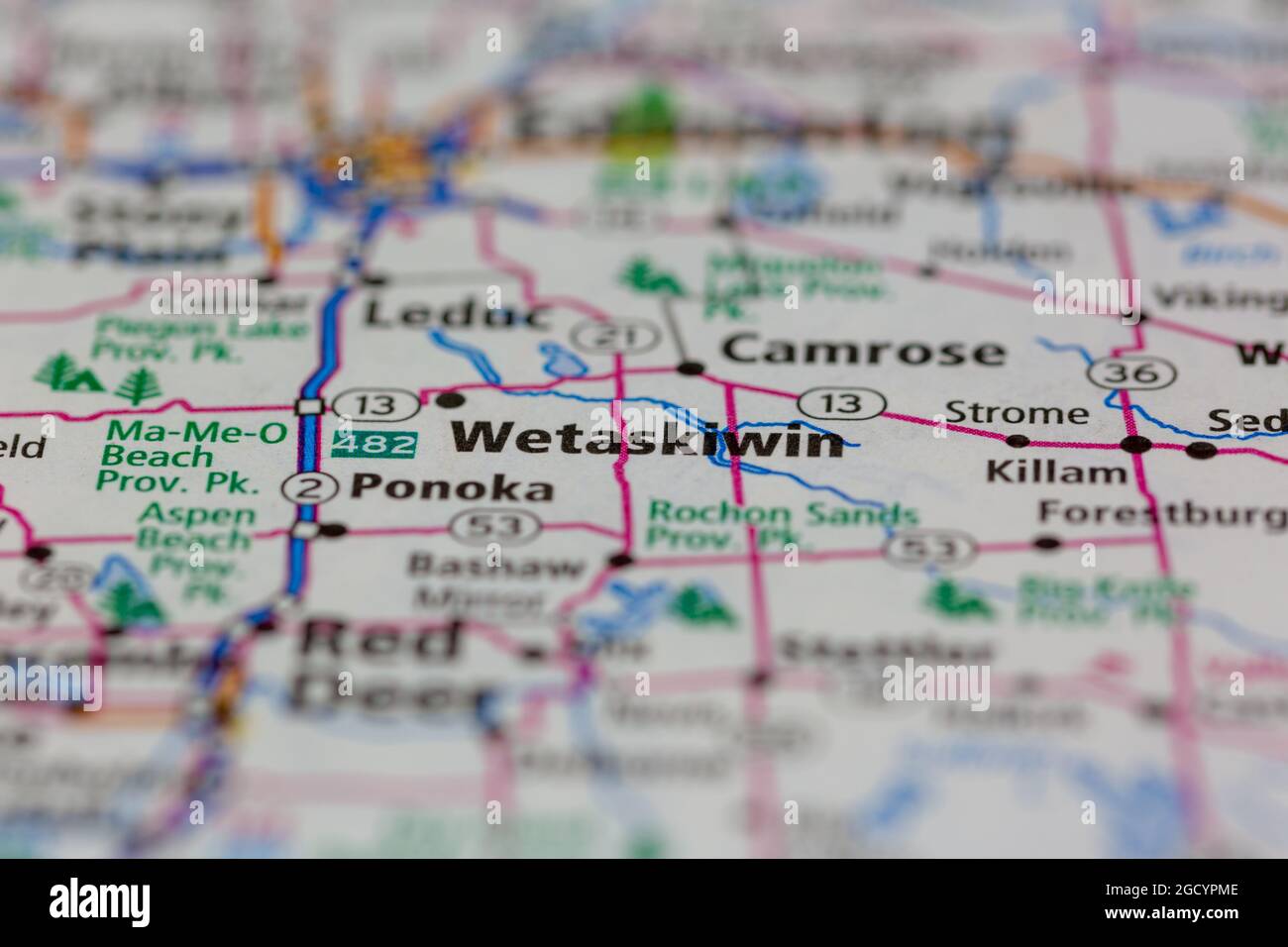 Wetaskiwin Alberta Canada shown on a road map or Geography map Stock ...