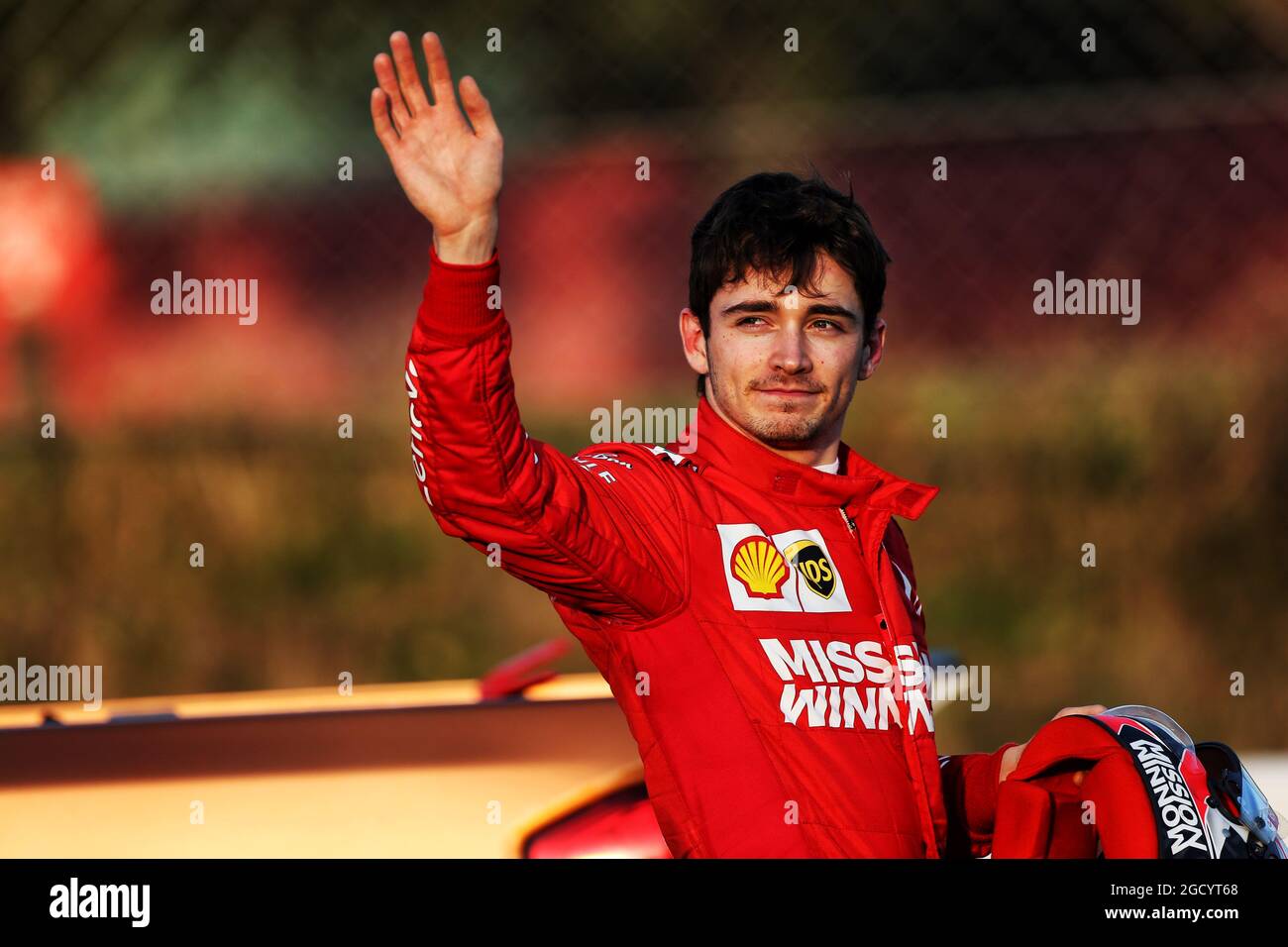 Charles Leclerc (MON) Ferrari stops on the circuit. Formula One Testing ...