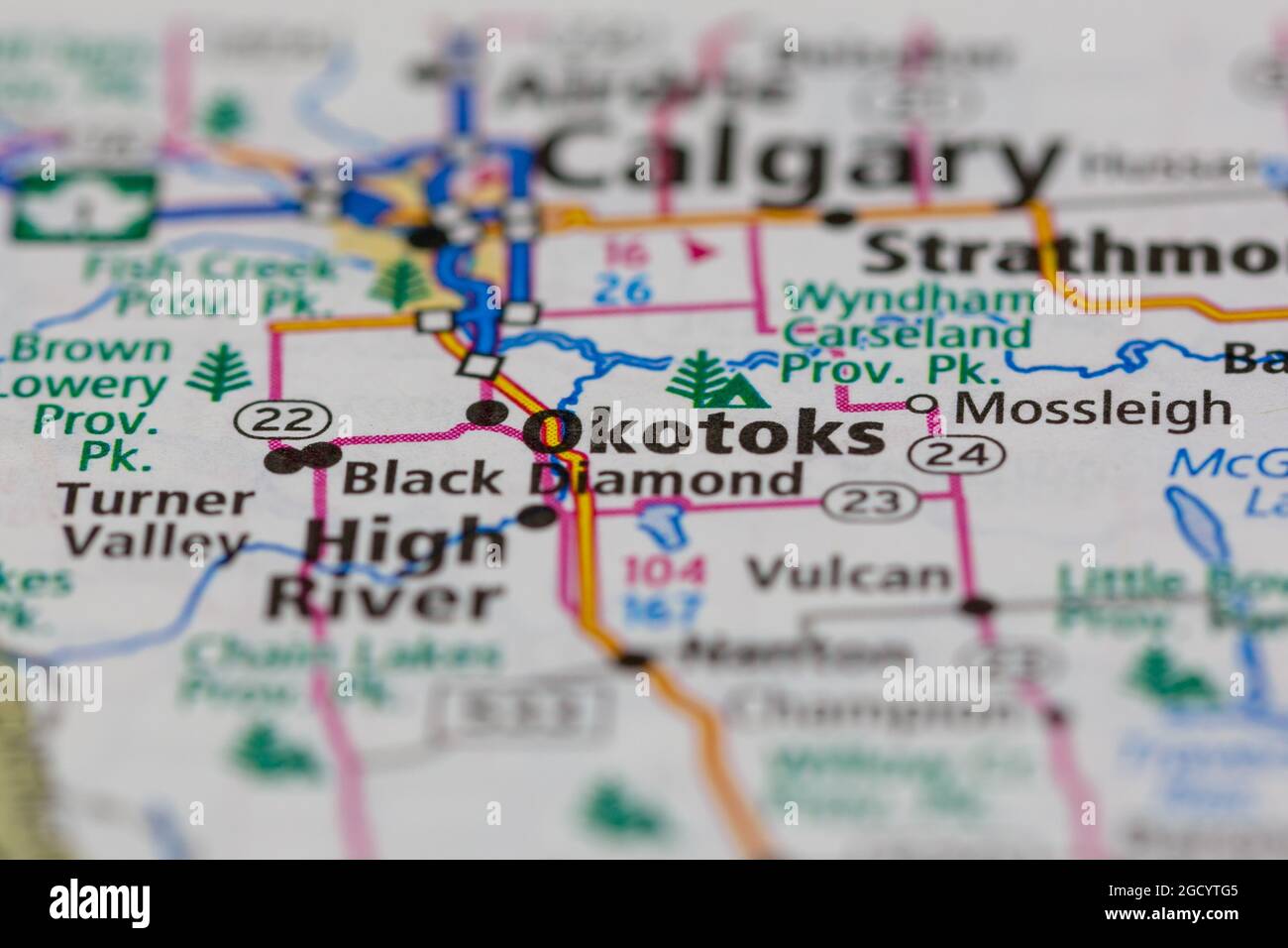 Map Of Okotoks Alberta Okotoks Alberta Canada Shown On A Road Map Or Geography Map Stock Photo -  Alamy