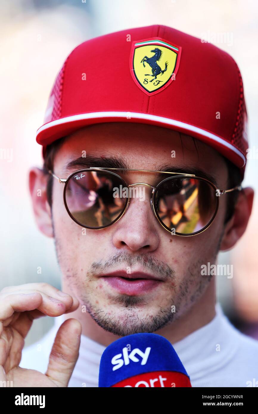 Charles Leclerc (MON) Ferrari on the grid. Australian Grand Prix, Sunday 17th March 2019. Albert Park, Melbourne, Australia. Stock Photo