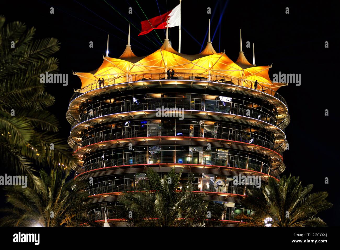 The paddock at night. Bahrain Grand Prix, Friday 29th March 2019. Sakhir, Bahrain. Stock Photo
