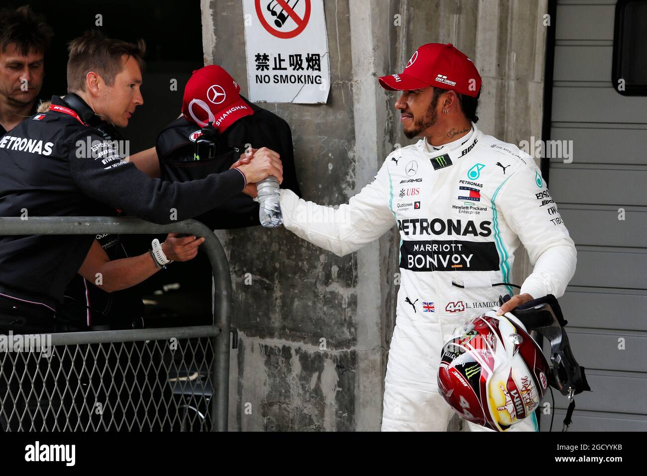 Lewis Hamilton (GBR) Mercedes AMG F1 in qualifying parc ferme. Chinese  Grand Prix, Saturday 13th April 2019. Shanghai, China Stock Photo - Alamy