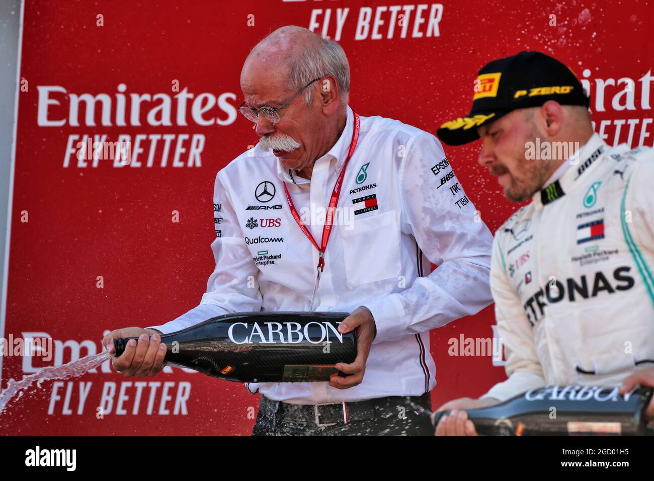 Dr. Dieter Zetsche (GER) Daimler AG CEO celebrates on the podium. Spanish Grand Prix, Sunday 12th May 2019. Barcelona, Spain. Stock Photo