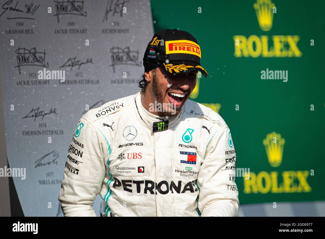 Mercedes amg f1 celebrates on podium race winner lewis hamilton hi-res ...