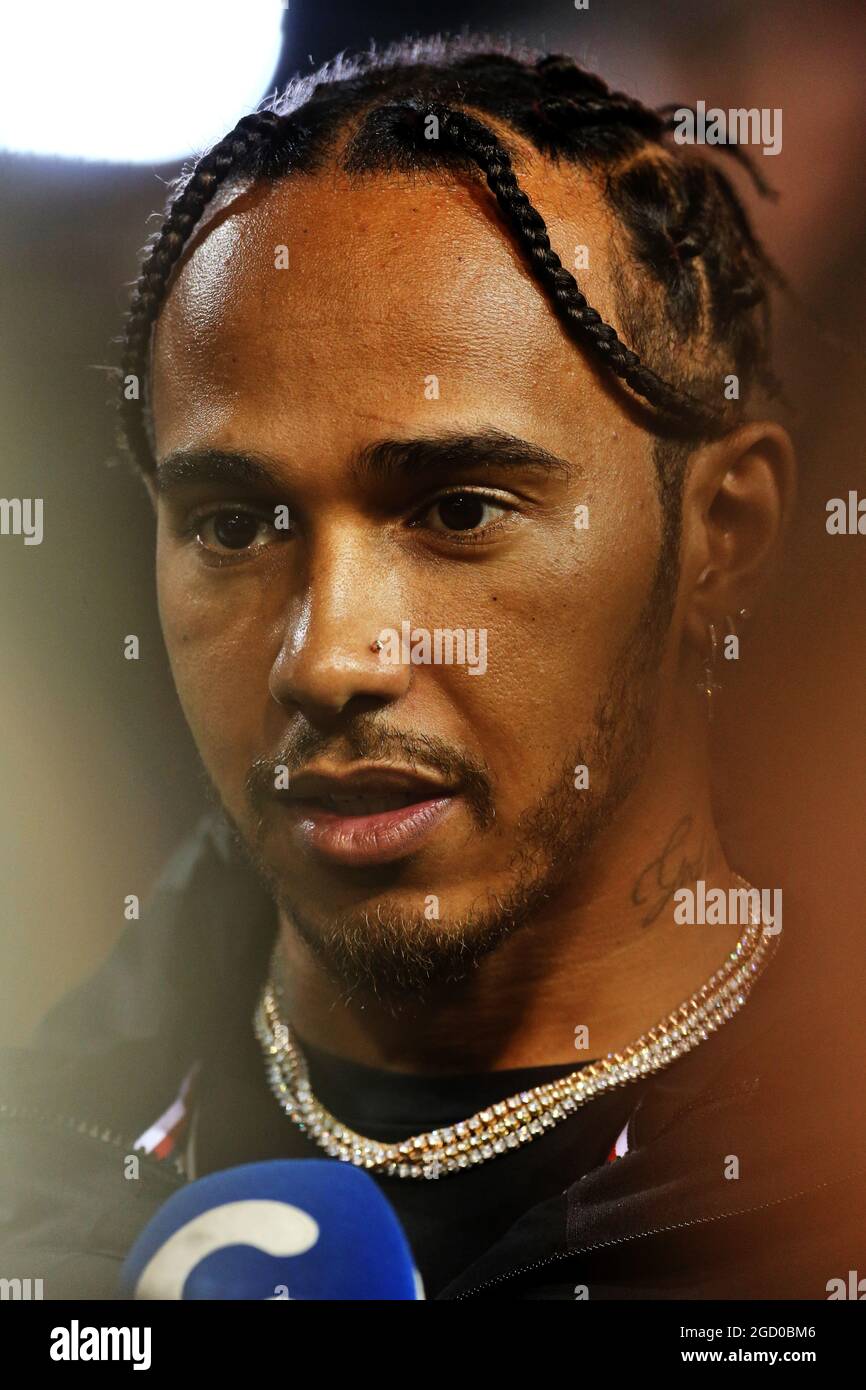 Lewis Hamilton GBR Mercedes AMG F1 with the media. Singapore Grand Prix Thursday 19th September 2019. Marina Bay Street Circuit Singapore Stock Photo Alamy