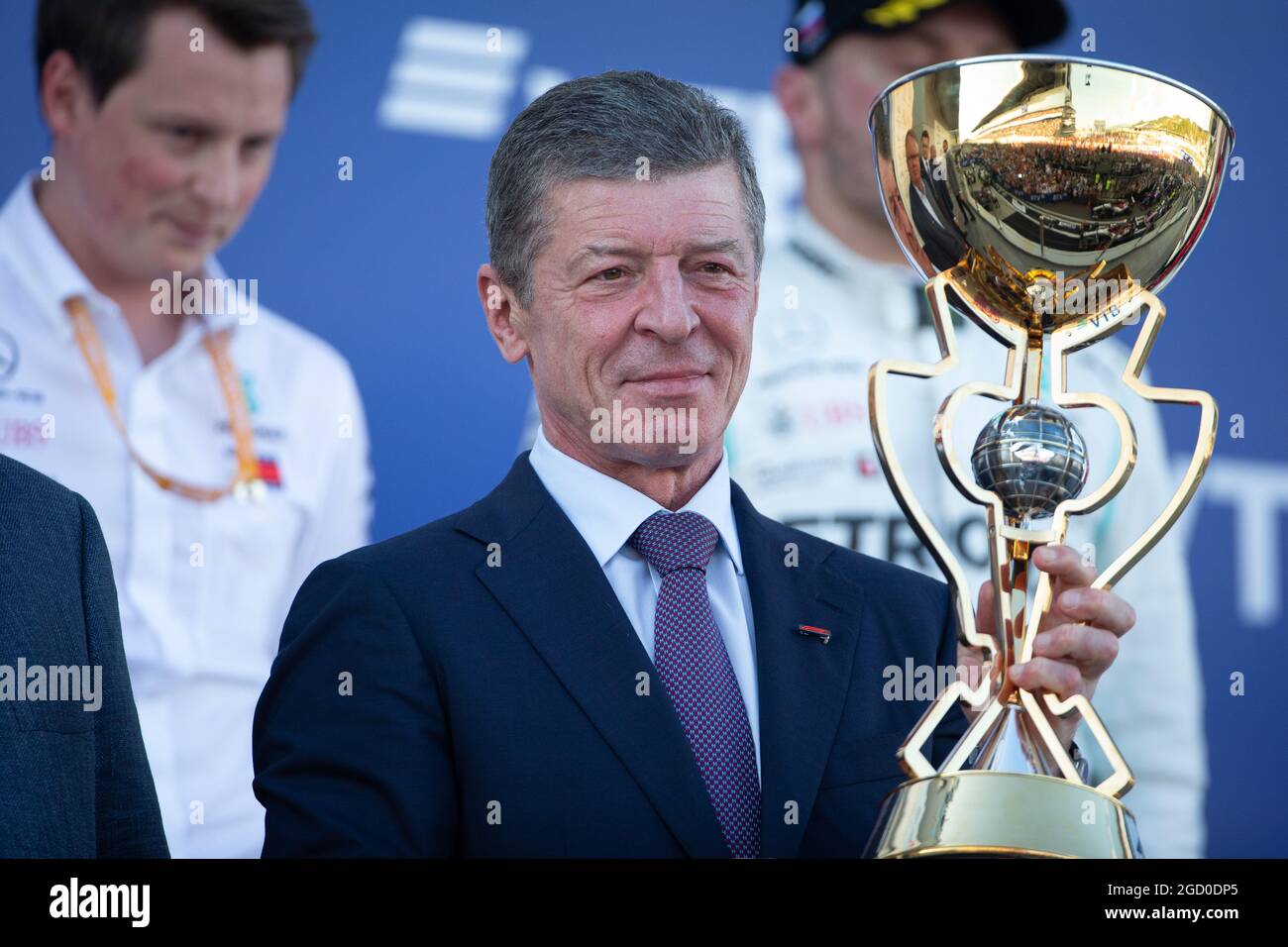 Dmitry Kozak (RUS) Russian Deputy Prime Minister on the podium. Russian Grand Prix, Sunday 29th September 2019. Sochi Autodrom, Sochi, Russia. Stock Photo