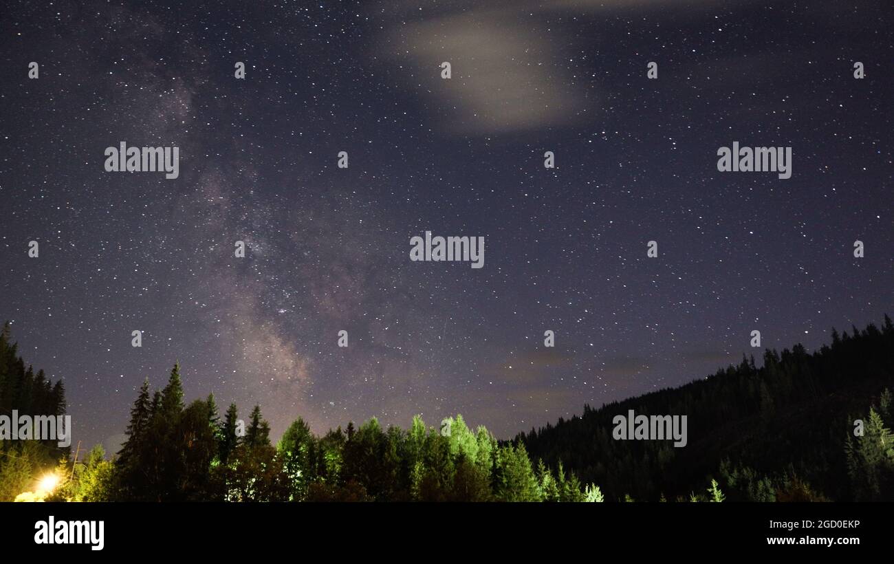 Magellanic cloud - Milky way in the middle of the night with clear ...
