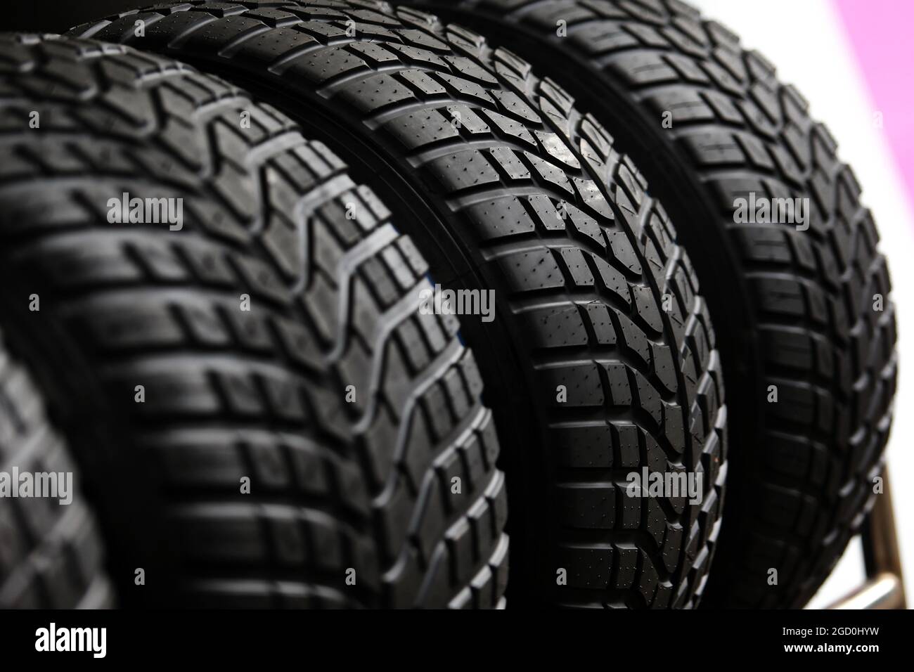 Wet Pirelli tyres. Brazilian Grand Prix, Thursday 14th November 2019. Sao Paulo, Brazil. Stock Photo