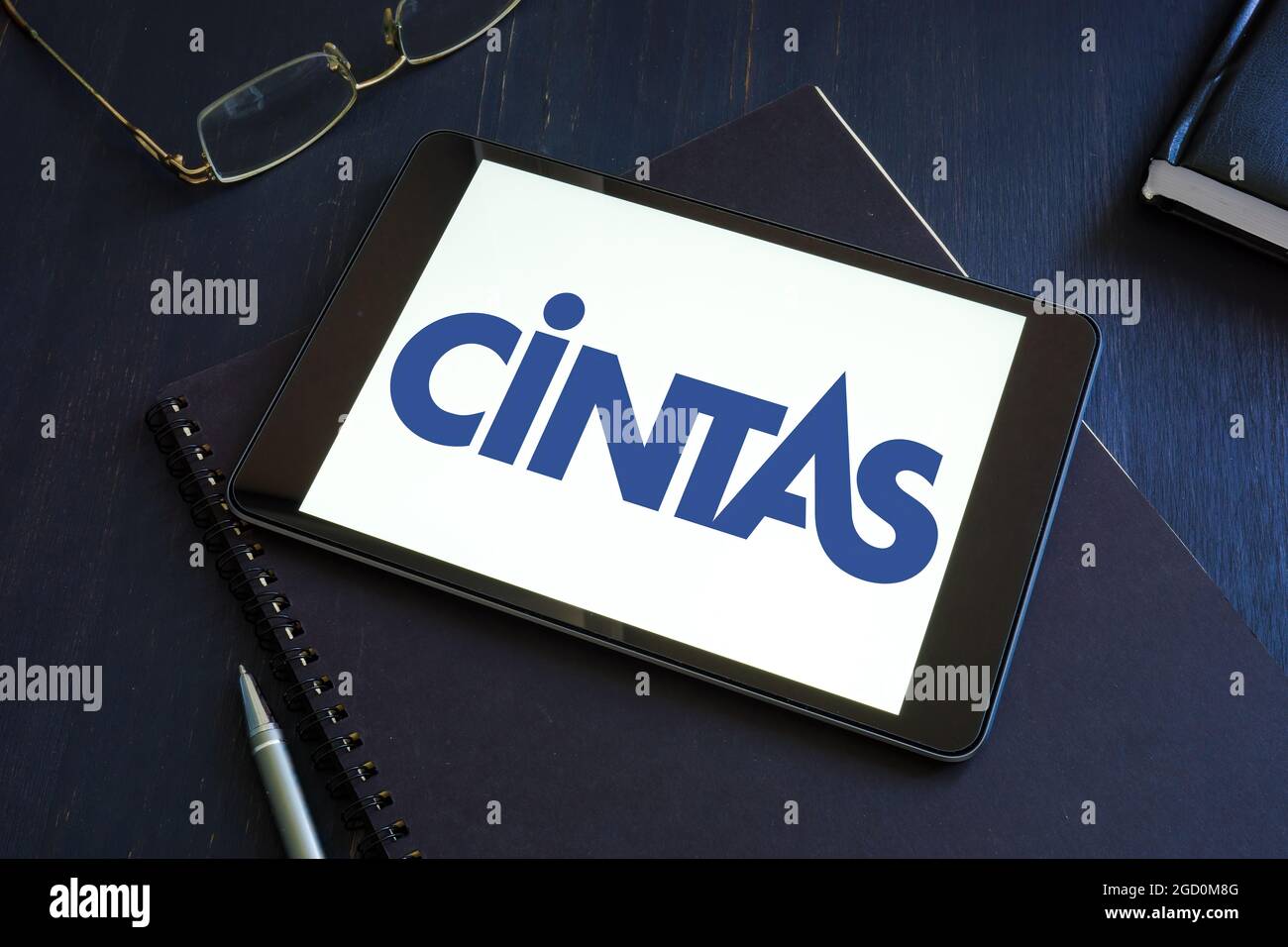 KYIV, UKRAINE - June 30, 2021. Cintas Corporation logo on the tablet. Stock Photo