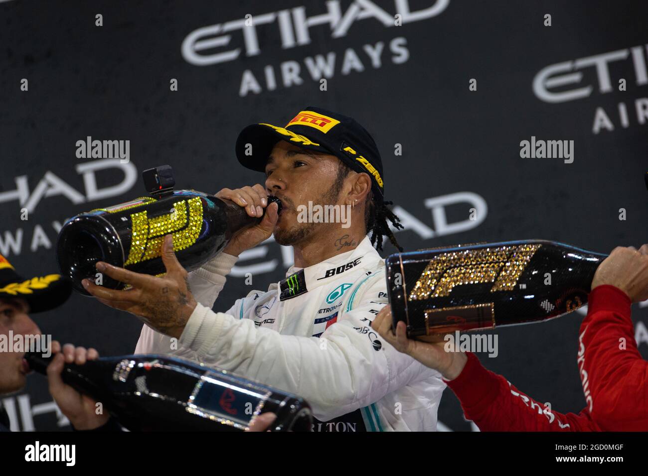 Race winner Lewis Hamilton (GBR) Mercedes AMG F1 celebrates on the ...