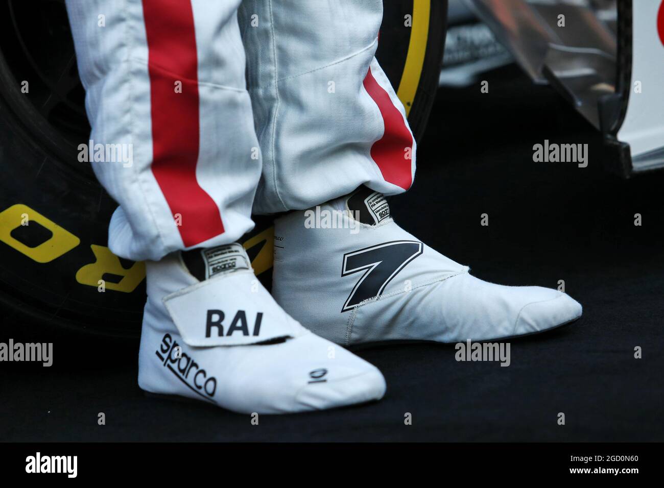 Kimi Raikkonen (FIN) Alfa Romeo Racing - racing boots. Formula One Testing,  Day 1, Wednesday 19th February 2020. Barcelona, Spain Stock Photo - Alamy