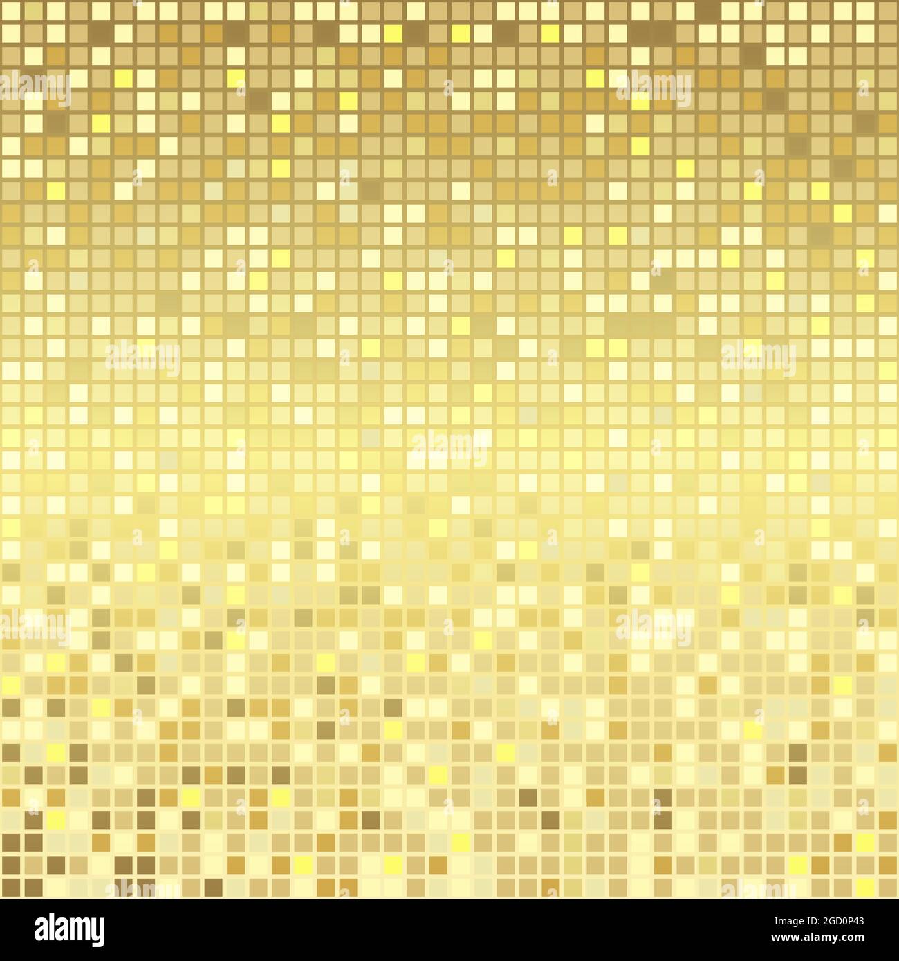 Abstract golden pixel vector background. Gold square texture mosaic modern pattern digital technology. Luxury design for Happy New Year, Christmas Stock Vector