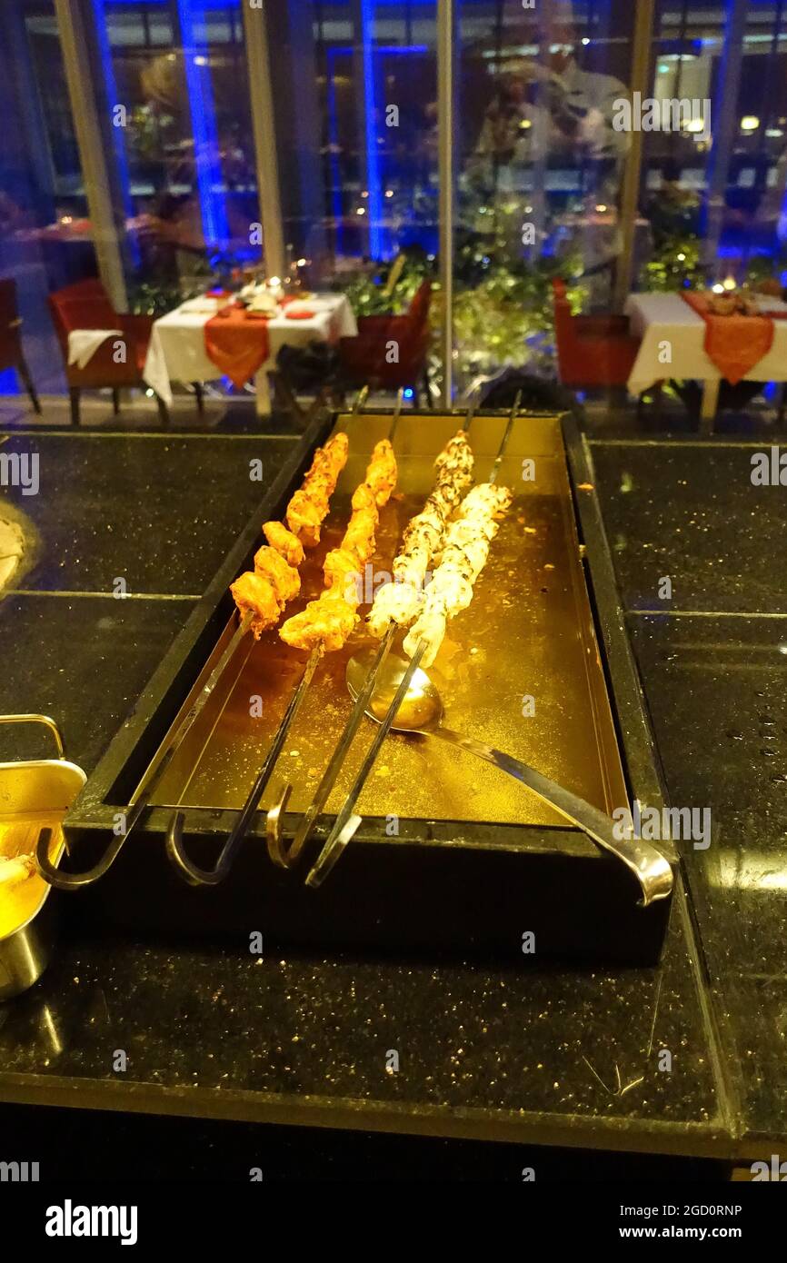 Kebabs at the Ananta Indian Restaurant of The Oberoi Hotel in Dubai, UAE Stock Photo