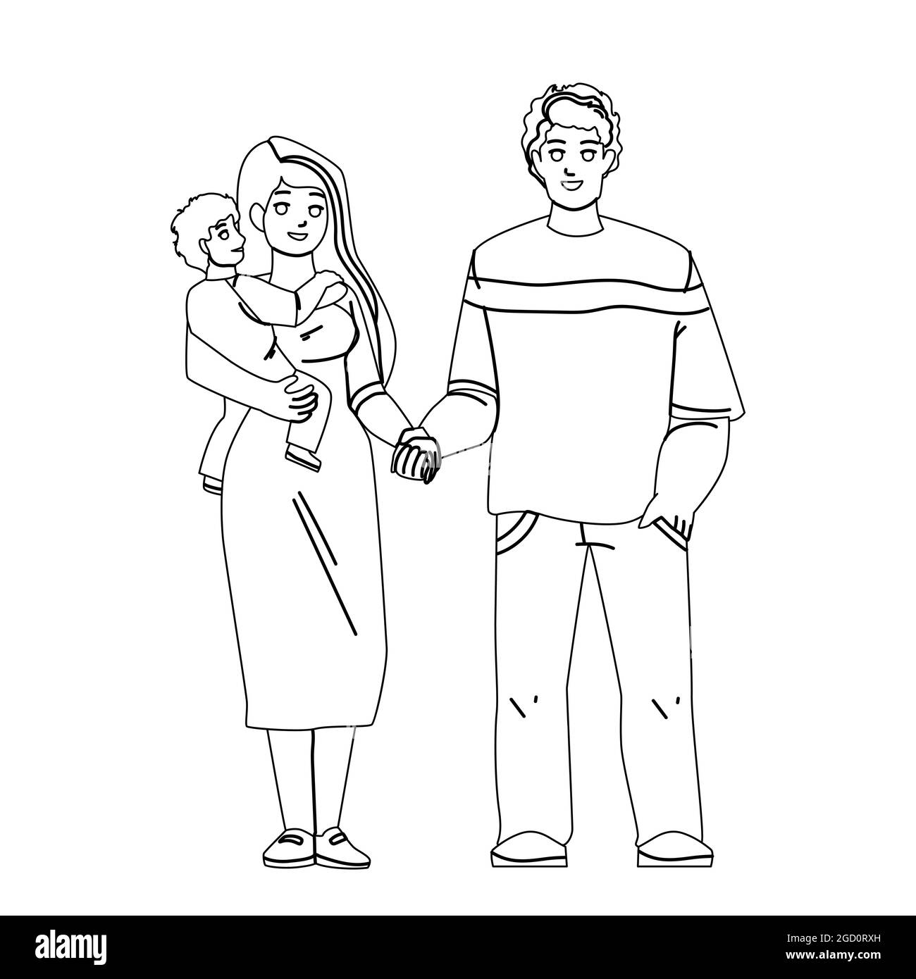 Happiness Mixed Family Standing Together Vector Stock Vector Image ...