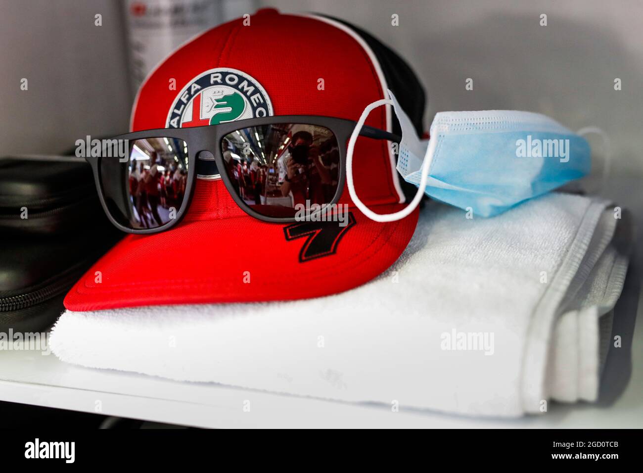 Raikkonen (FIN) Alfa Racing - cap and sunglasses. Austrian Grand Prix, Saturday 4th July 2020. Spielberg, Austria. FIA Pool Image for Editorial Use Only Stock Photo - Alamy