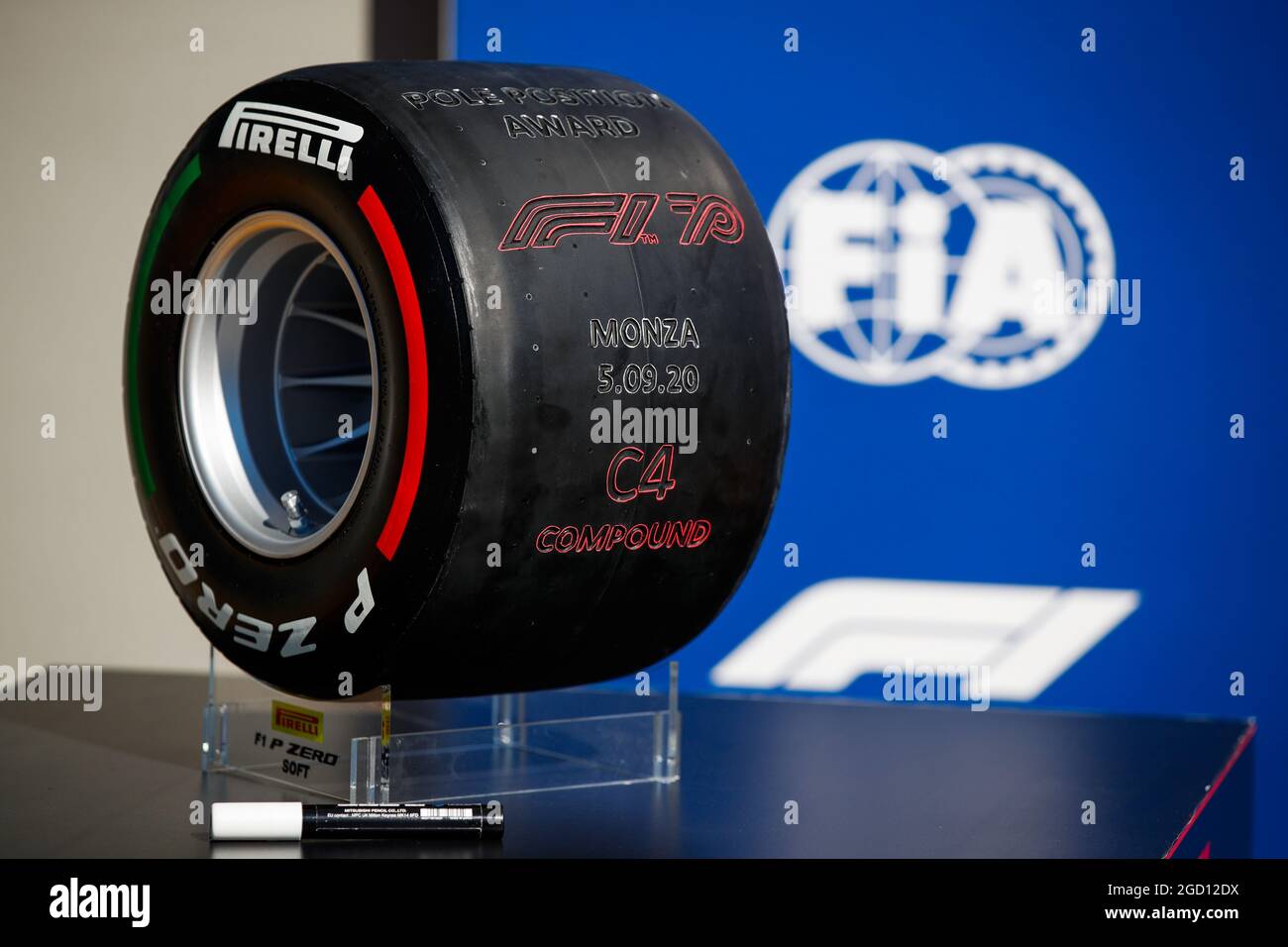 Pirelli Pole Position Award. Italian Grand Prix, Saturday 5th September 2020. Monza Italy. FIA Pool Image for Editorial Use Only Stock Photo