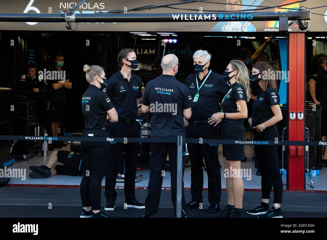 James Matthews (GBR) Eden Rock Group CEO - Williams Racing Director; Stephanie Dattilo (USA) Dorilton Capital Chief Legal Officer and Group General Counsel - Williams Racing Director; Simon Roberts (GBR) Williams Racing F1 Acting Team Principal; and Matthew Savage, Dorilton Capital Chairman - Williams Racing Director. Tuscan Grand Prix, Saturday 12th September 2020. Mugello Italy. Stock Photo