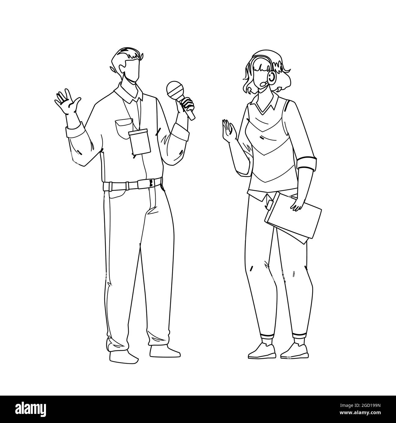 Speaker Man And Woman Speak On Conference Vector Stock Vector Image ...