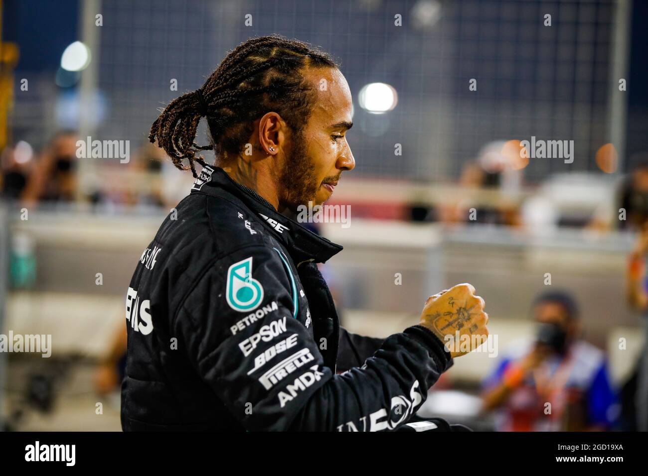 Race winner Lewis Hamilton (GBR) Mercedes AMG F1 celebrates in parc ...