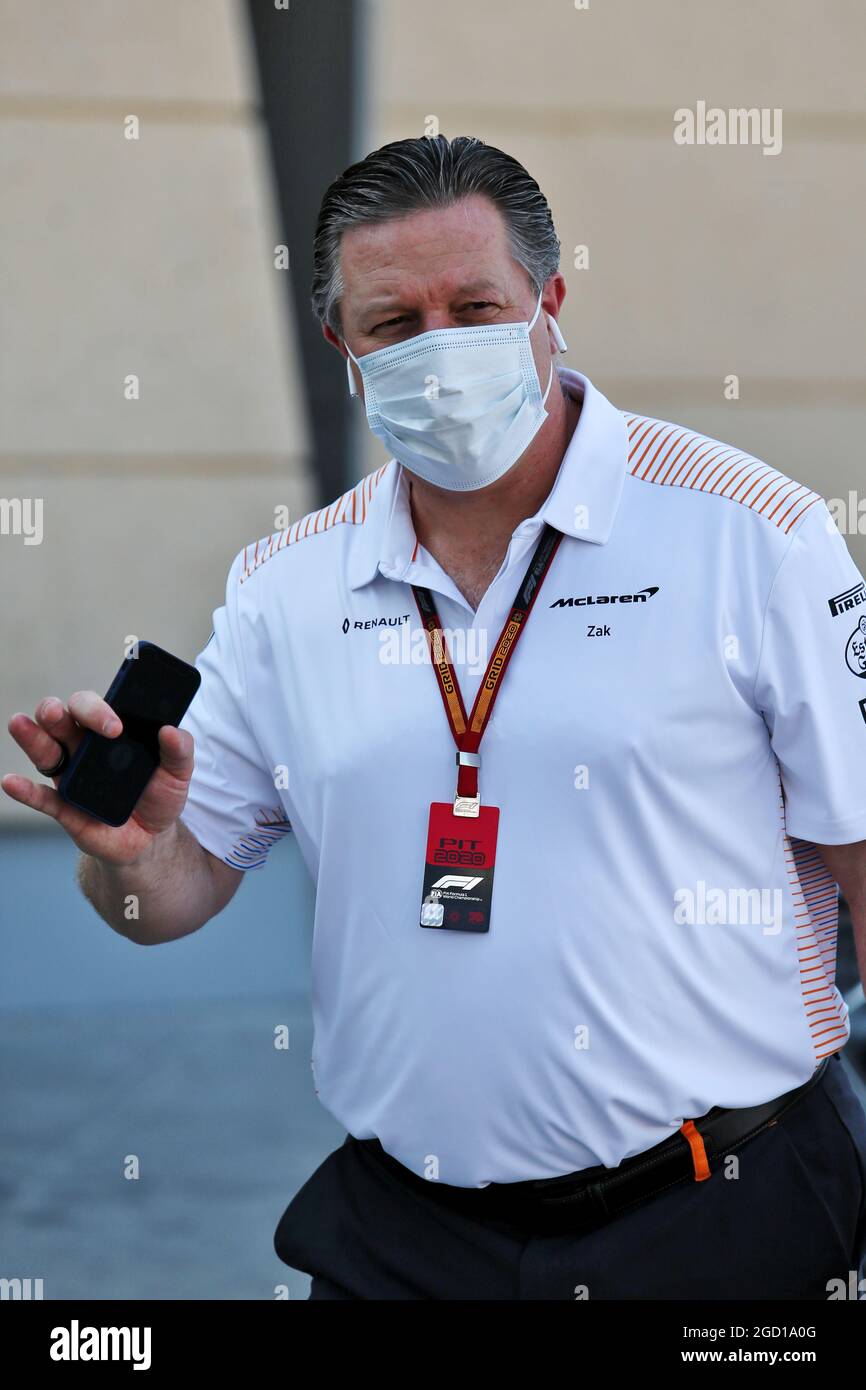 Zak Brown (USA) McLaren Executive Director. Sakhir Grand Prix, Thursday 3rd December 2020. Sakhir, Bahrain. Stock Photo