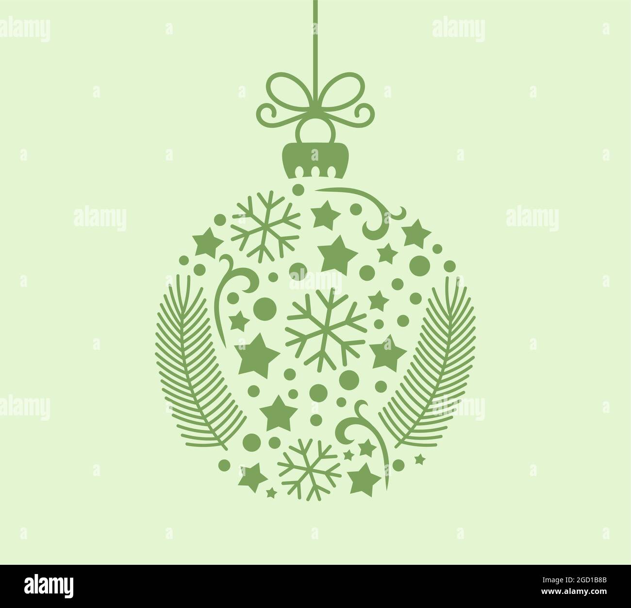 Christmas green hanging ball ornament. Vector illustration Stock Vector