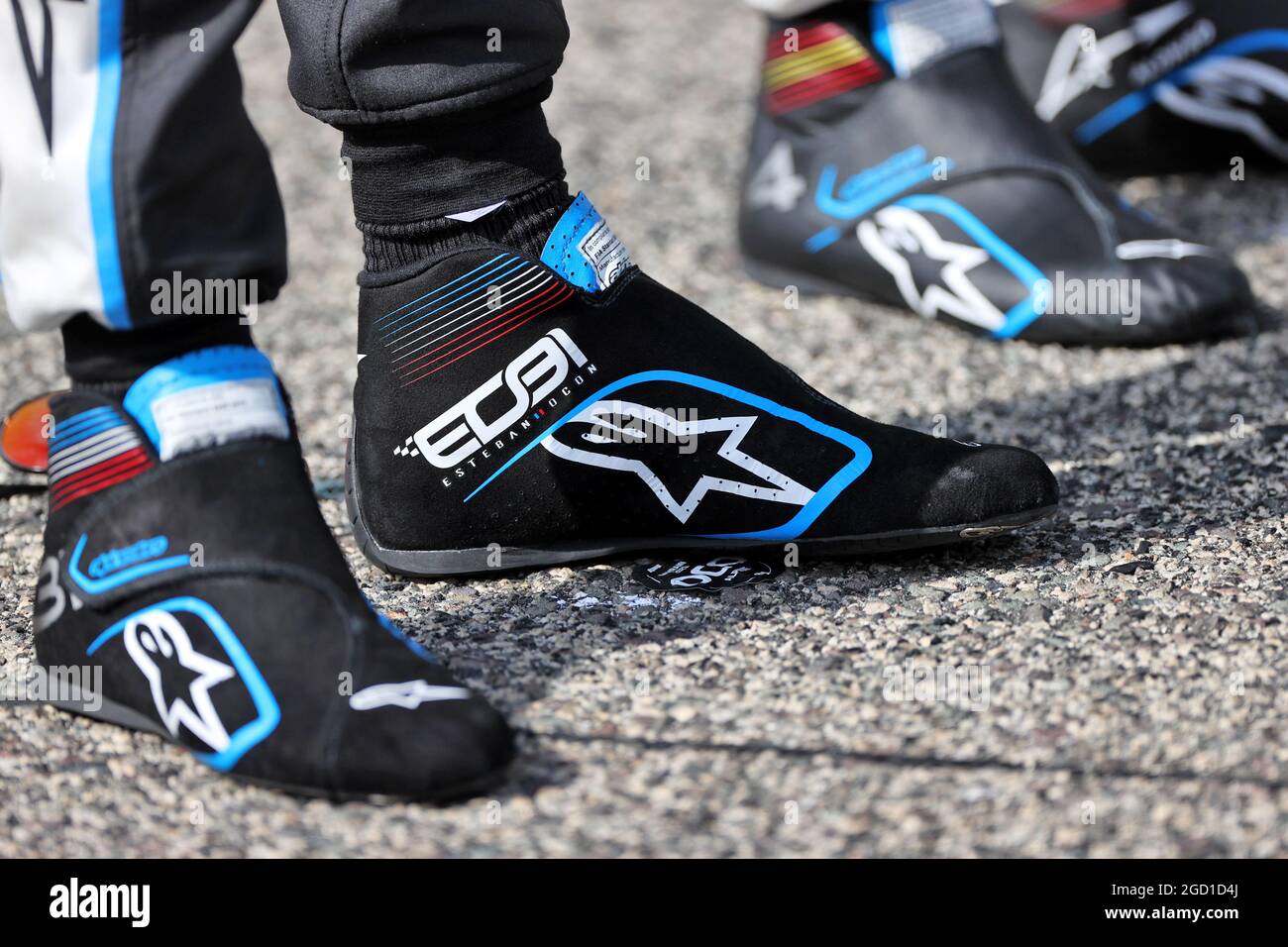 Esteban Ocon (FRA) Alpine F1 Team - racing boots. Formula One Testing, Friday 12th March 2021. Sakhir, Bahrain. Stock Photo