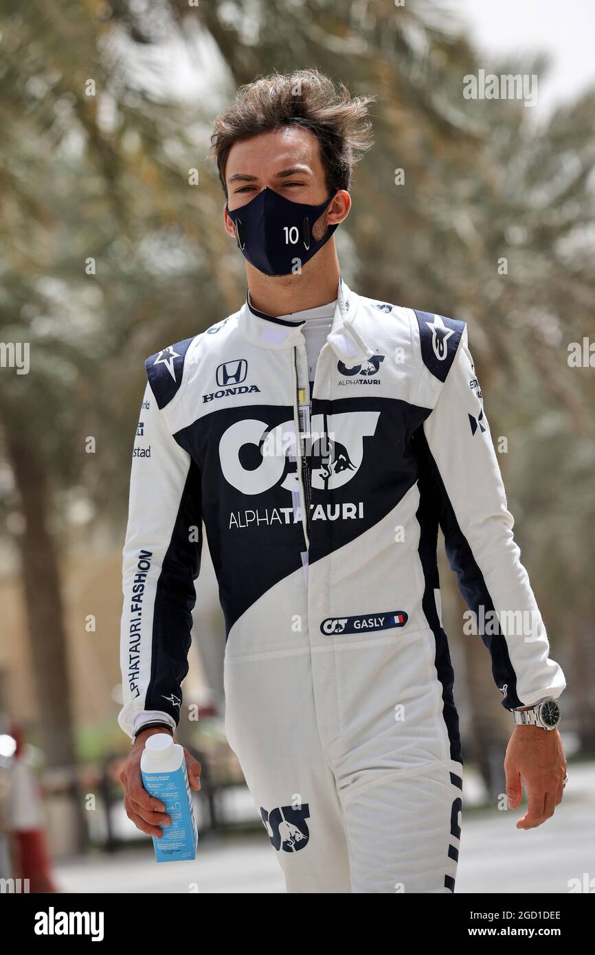 Pierre Gasly (FRA) AlphaTauri. Formula One Testing, Saturday 13th March 2021. Sakhir, Bahrain. Stock Photo