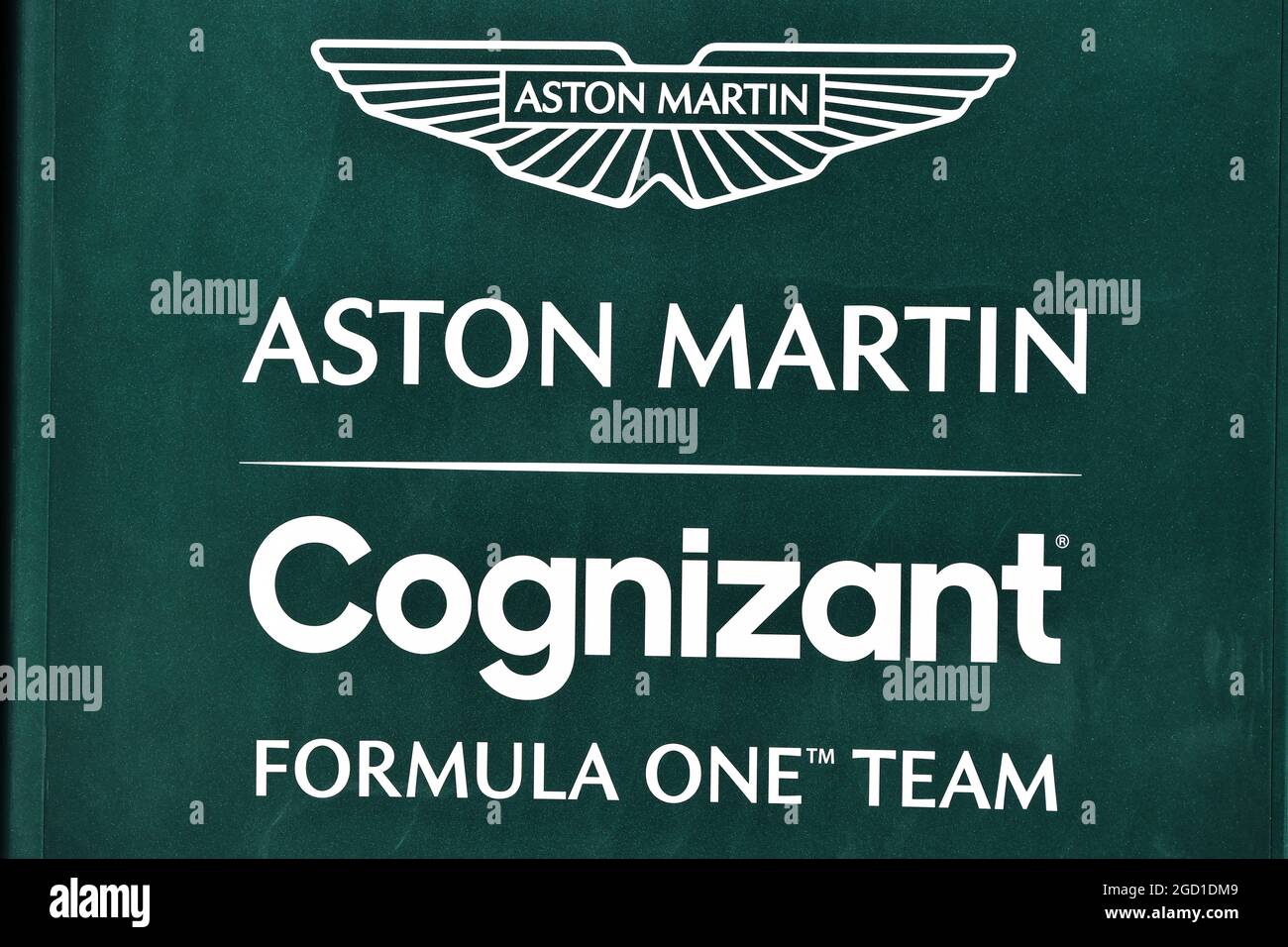Aston Martin F1 Team logo. Formula One Testing, Sunday 14th March 2021. Sakhir, Bahrain. Stock Photo