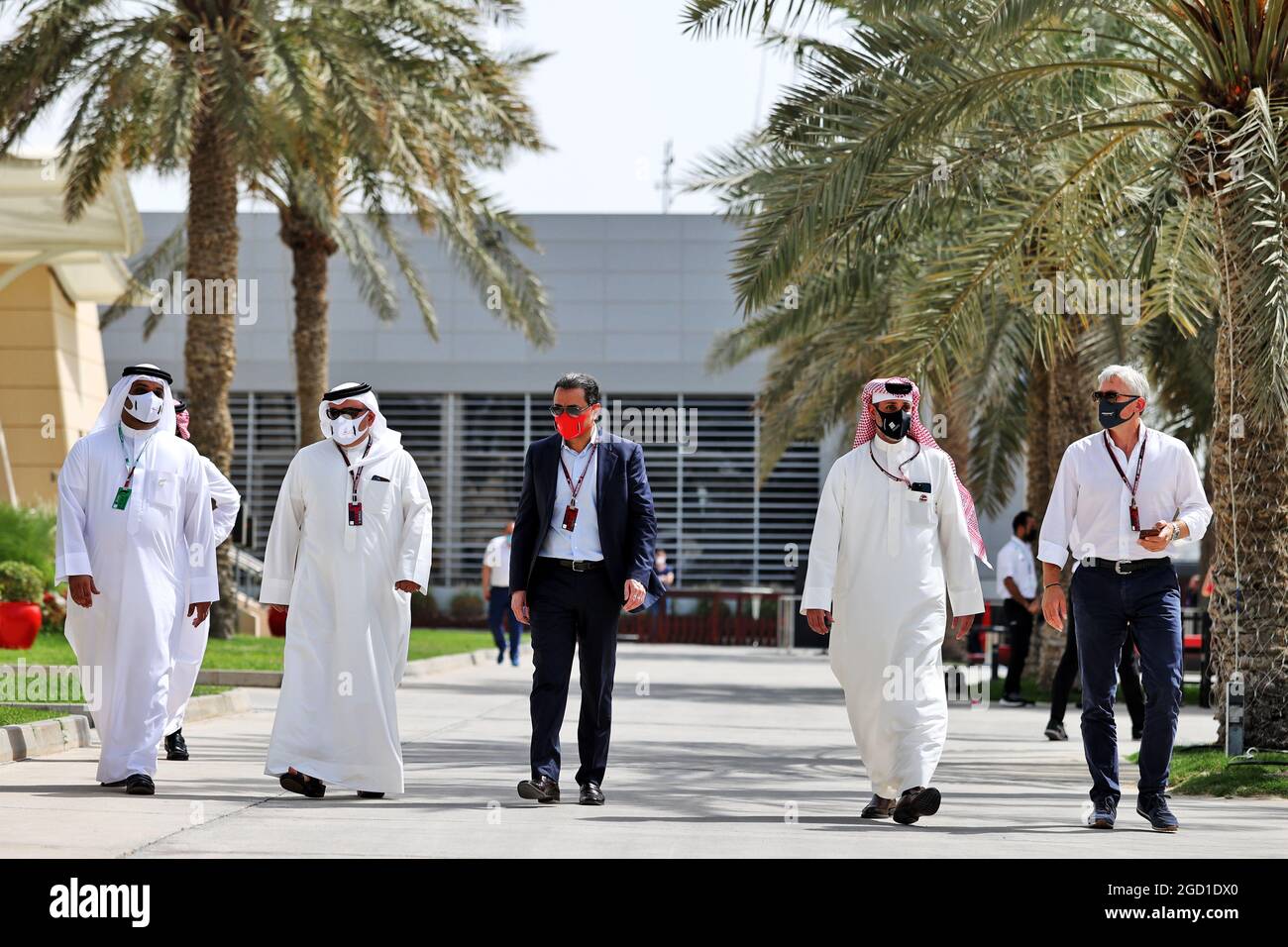 Sheikh Salman bin Isa Al-Khalifa (BRN) Chief Executive of Bahrain International Circuit (Right). Bahrain Grand Prix, Thursday 25th March 2021. Sakhir, Bahrain. Stock Photo
