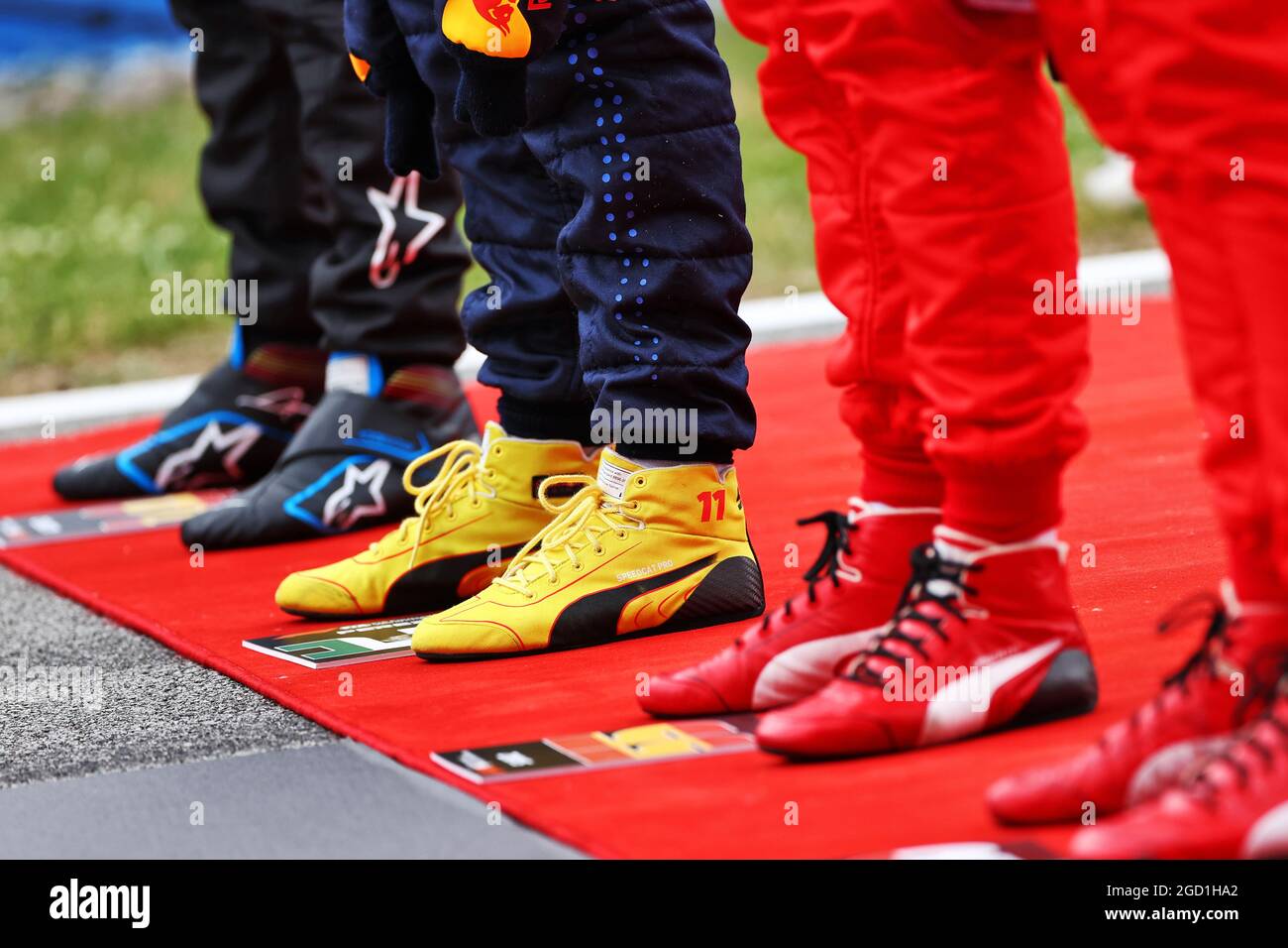 Sergio Perez (MEX) Red Bull Racing RB16B - racing boots - on the grid. Spanish Grand Prix, Sunday 9th May 2021. Barcelona, Spain. Stock Photo