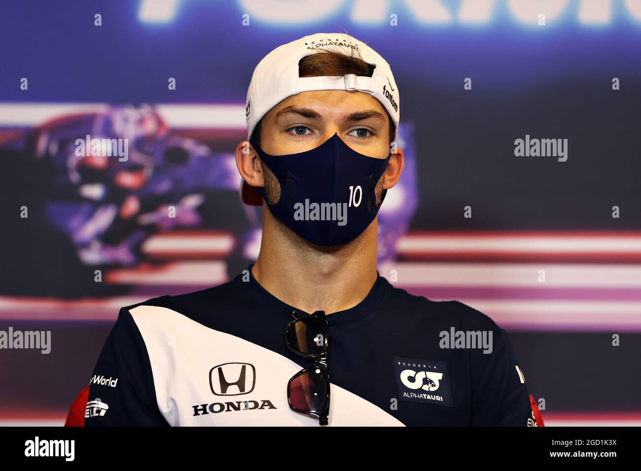 Pierre Gasly (FRA) AlphaTauri in the FIA Press Conference. Azerbaijan