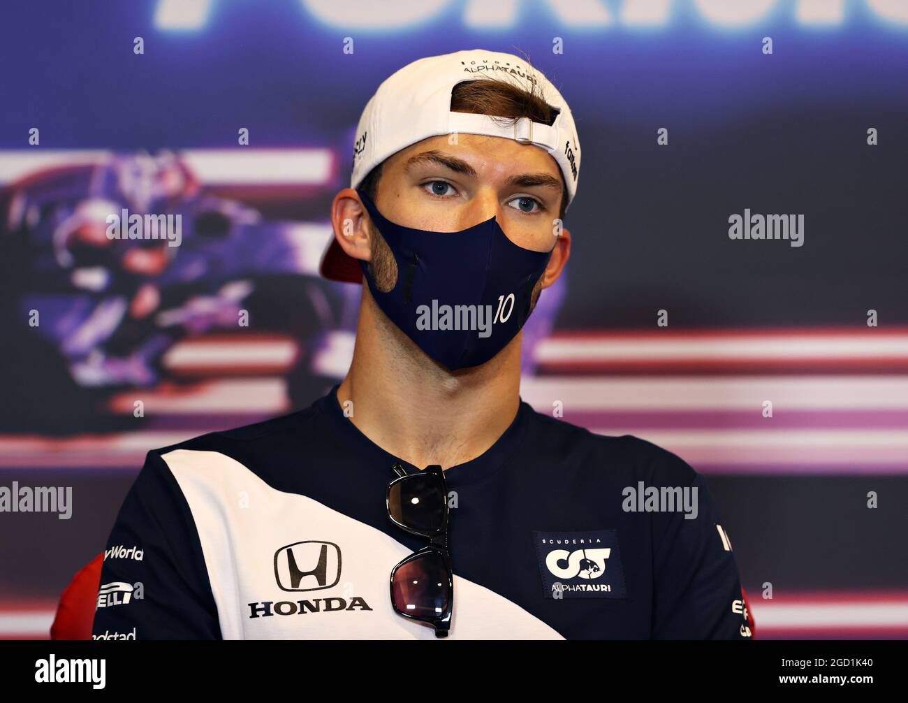 Pierre Gasly (FRA) AlphaTauri in the FIA Press Conference. Azerbaijan