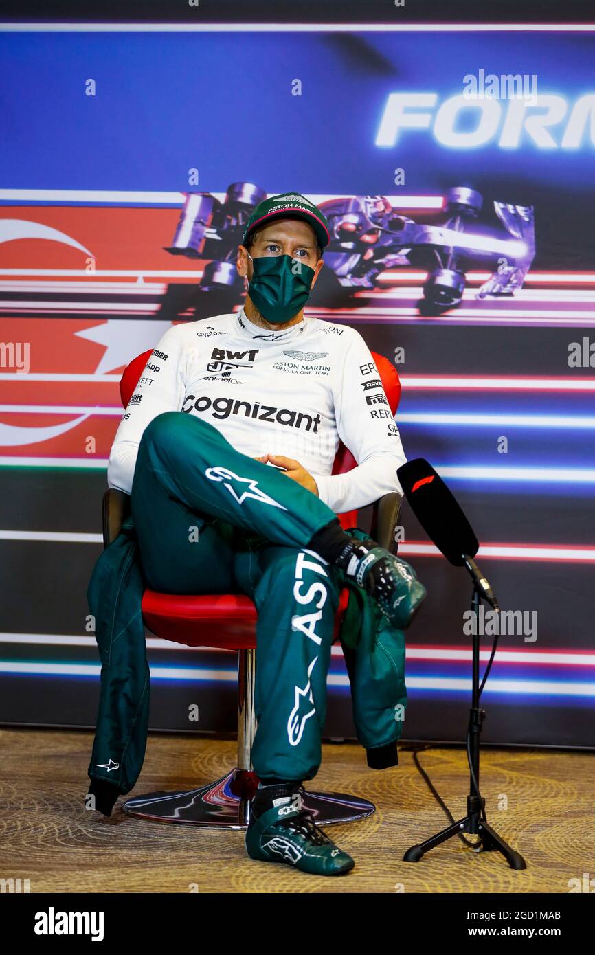 Vettel Conference Sebastian Vettel (GER) Aston Martin F1 Team in the post race FIA Press ...