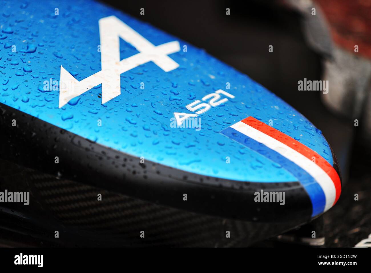 Alpine F1 Team A521 nosecone. French Grand Prix, Sunday 20th June 2021. Paul Ricard, France. Stock Photo