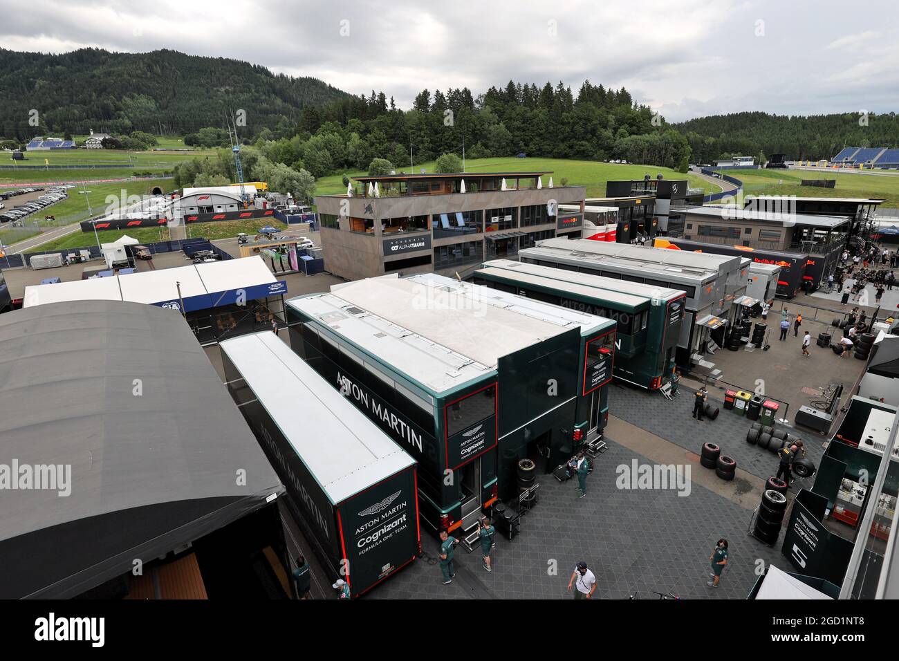Paddock atmosphere - Aston Martin F1 Team. Steiermark Grand Prix, Friday 25th June 2021. Spielberg, Austria. Stock Photo