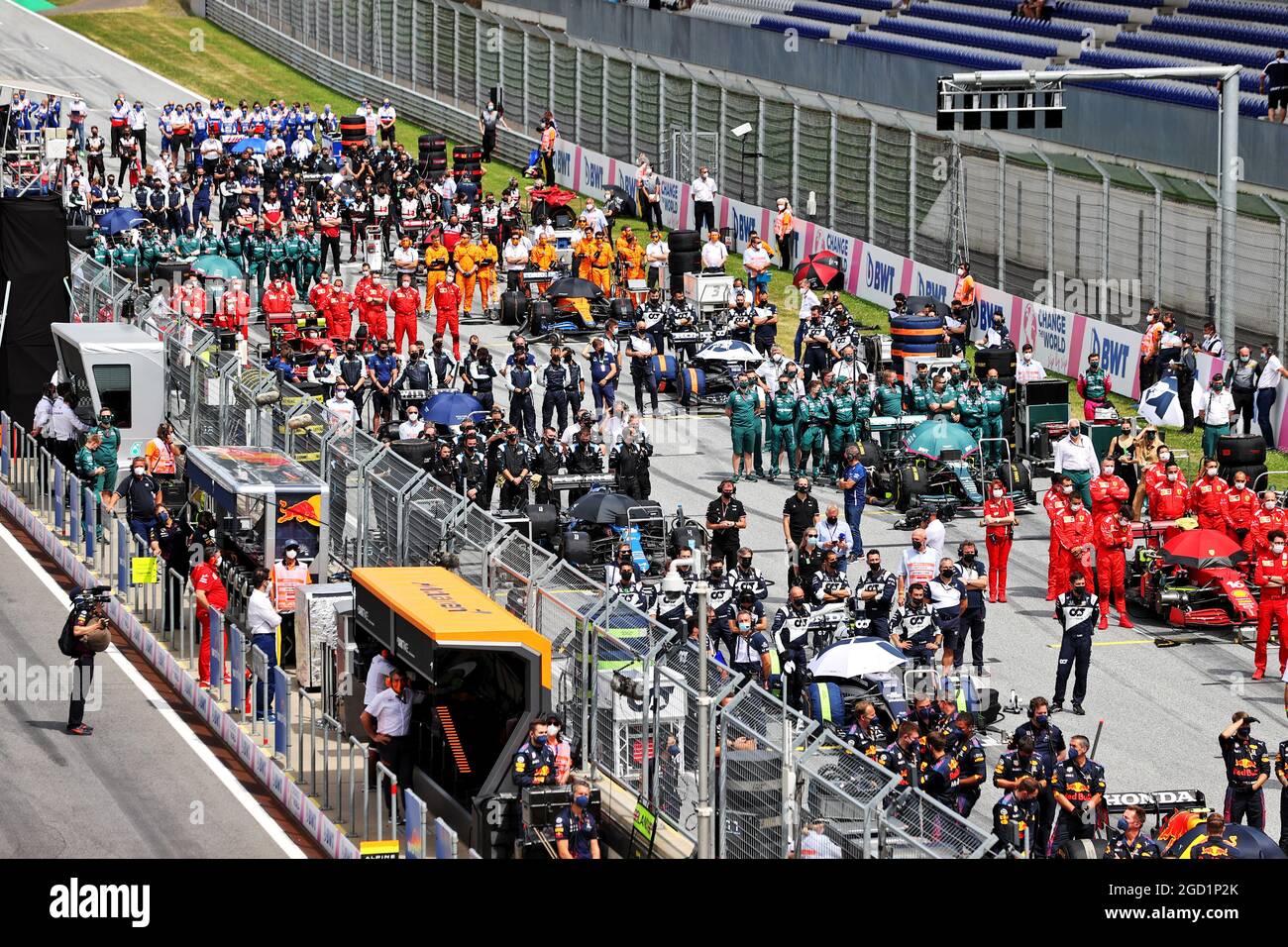 The grid before the start of the race. Steiermark Grand Prix, Sunday 27th June 2021. Spielberg, Austria. Stock Photo
