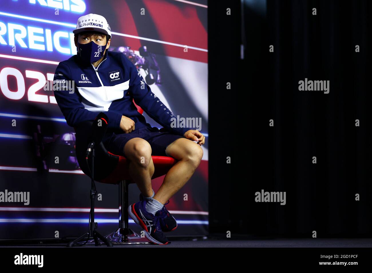 Yuki Tsunoda (JPN) AlphaTauri in the FIA Press Conference. Austrian ...