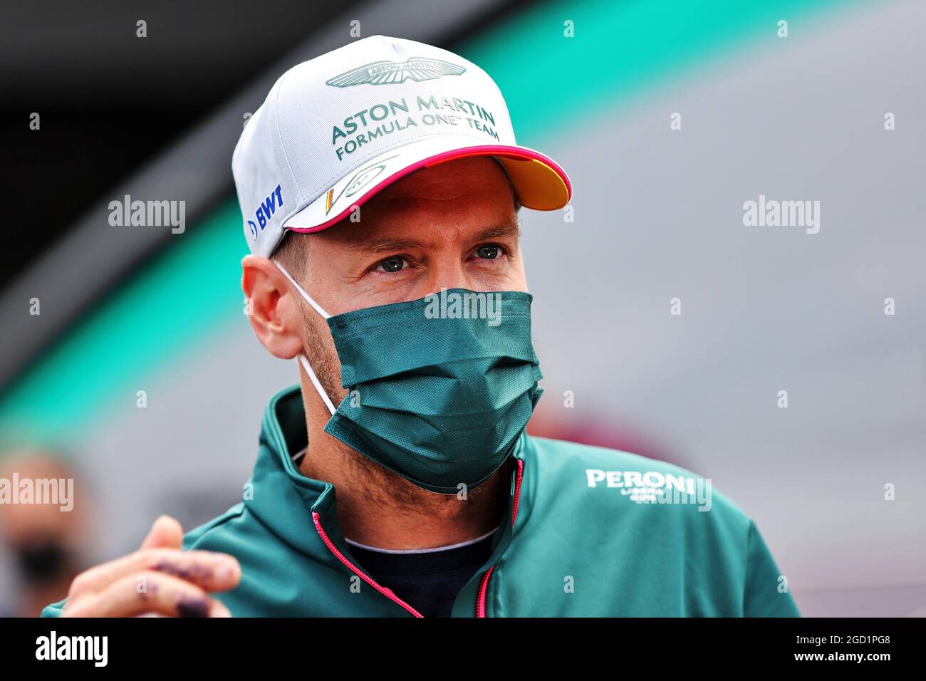 Sebastian Vettel (GER) Aston Martin F1 Team. Austrian Grand Prix, Thursday 1st July 2021. Spielberg, Austria. Stock Photo