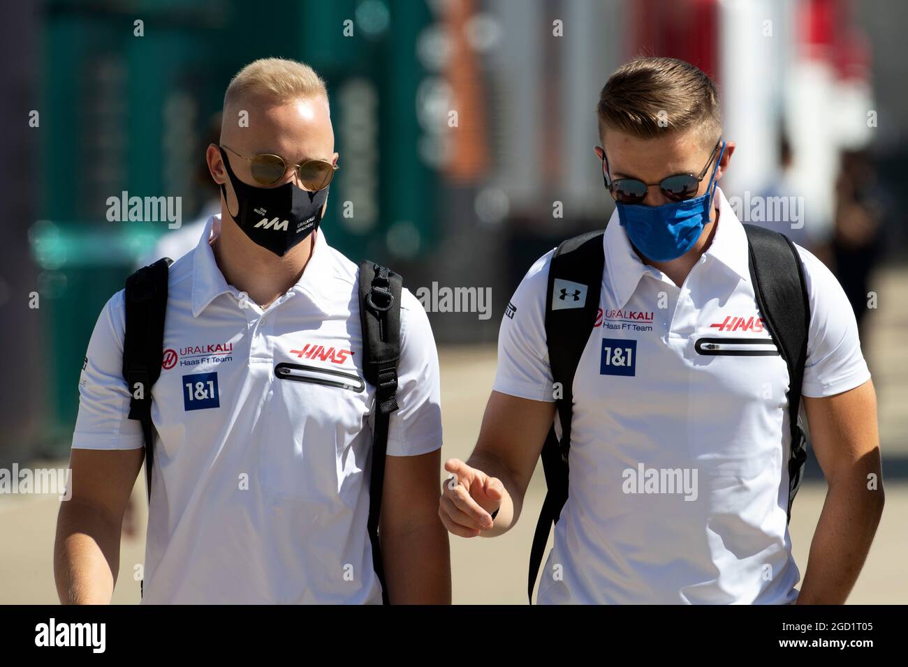 Nikita Mazepin (RUS) Haas F1 Team (Left). British Grand Prix, Saturday 17th  July 2021. Silverstone, England Stock Photo - Alamy
