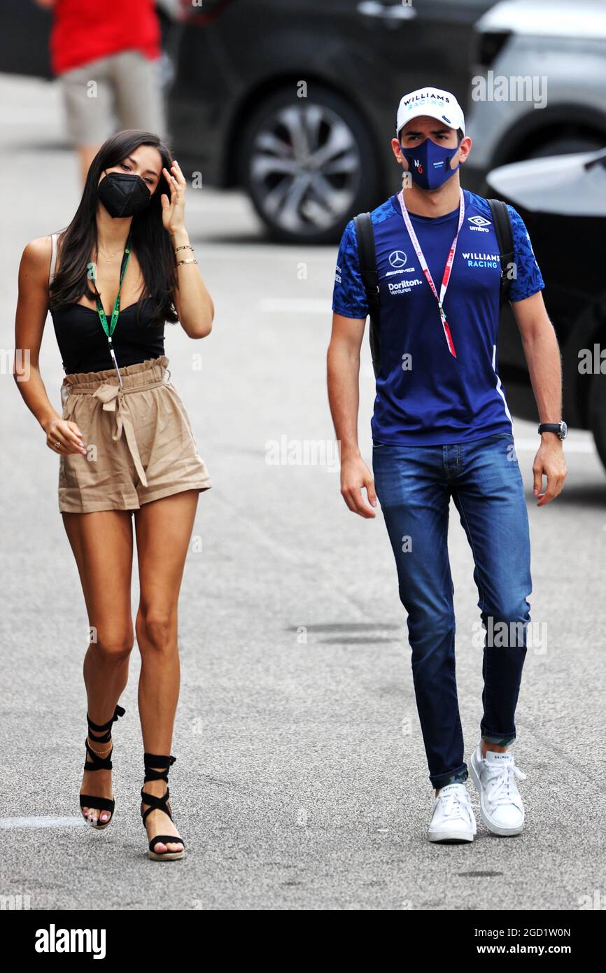 Nicholas Latifi (CDN) Williams Racing with his girlfriend Sandra Dziwiszek (POL). Hungarian Grand Prix, Saturday 31st July 2021. Budapest, Hungary. Stock Photo