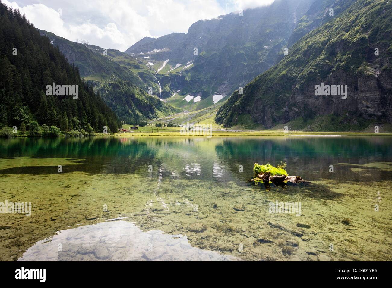 View on a mountain lake Hintersee im Felbertal in Hohe tauern national park in Mittersill, Tyrol, Austria Stock Photo