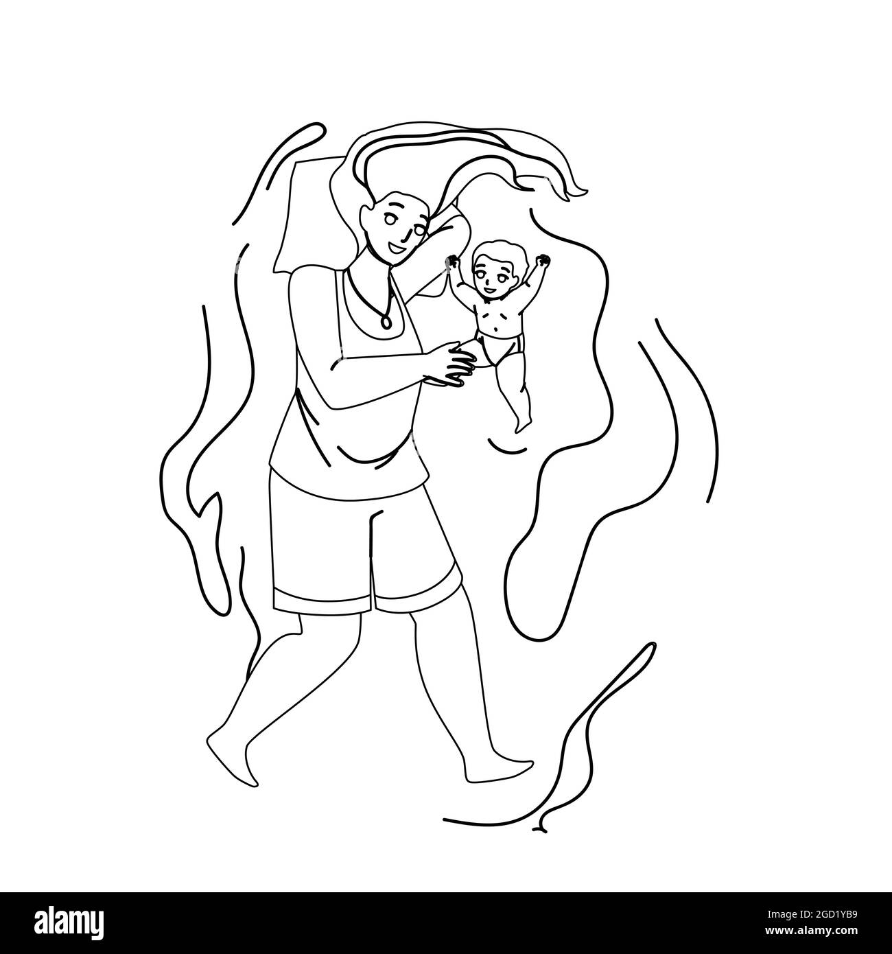 Mother And Newborn Baby Playing Together Vector Stock Vector Image ...