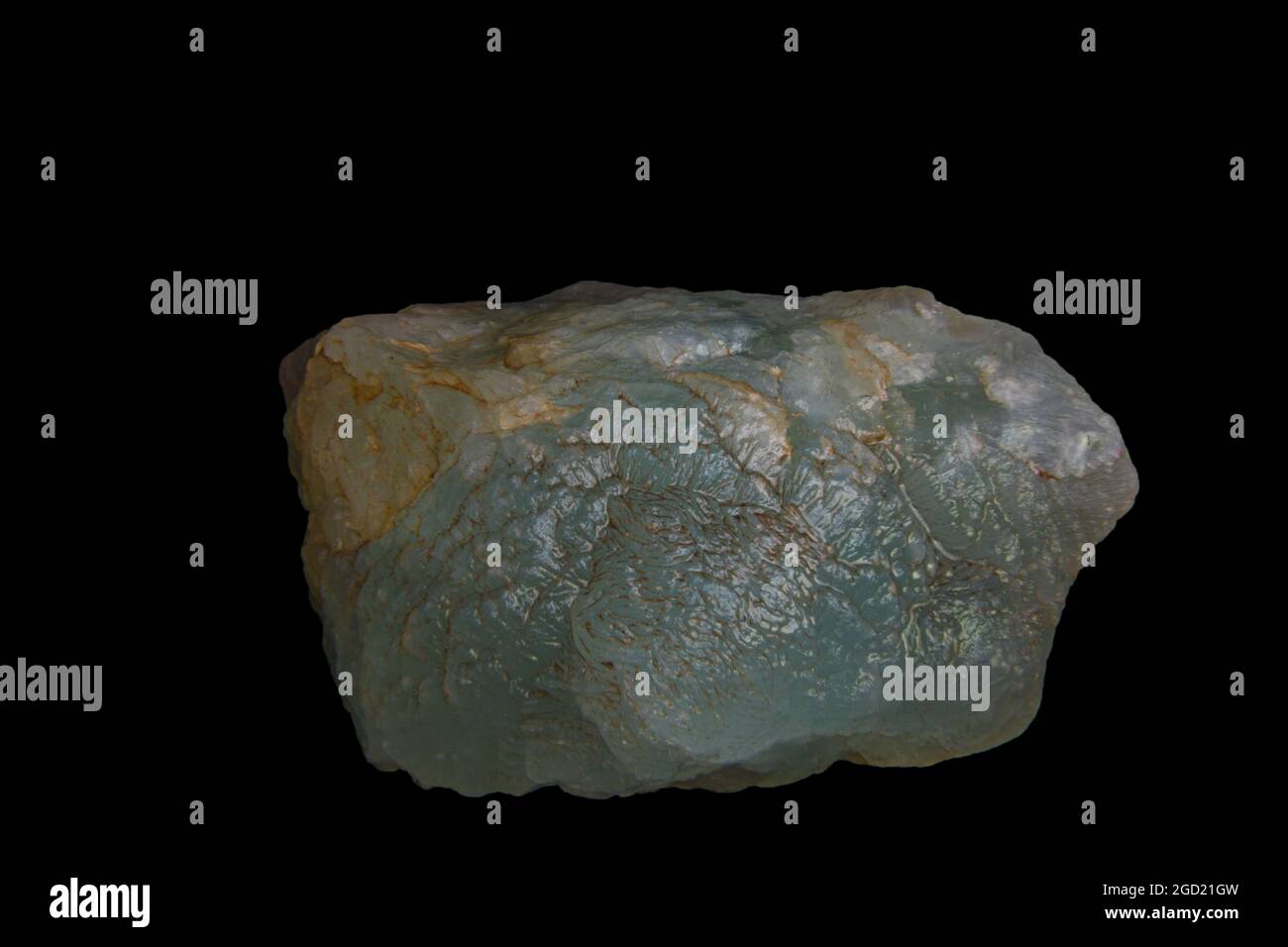 prehnite specimen isolated on a black background Stock Photo