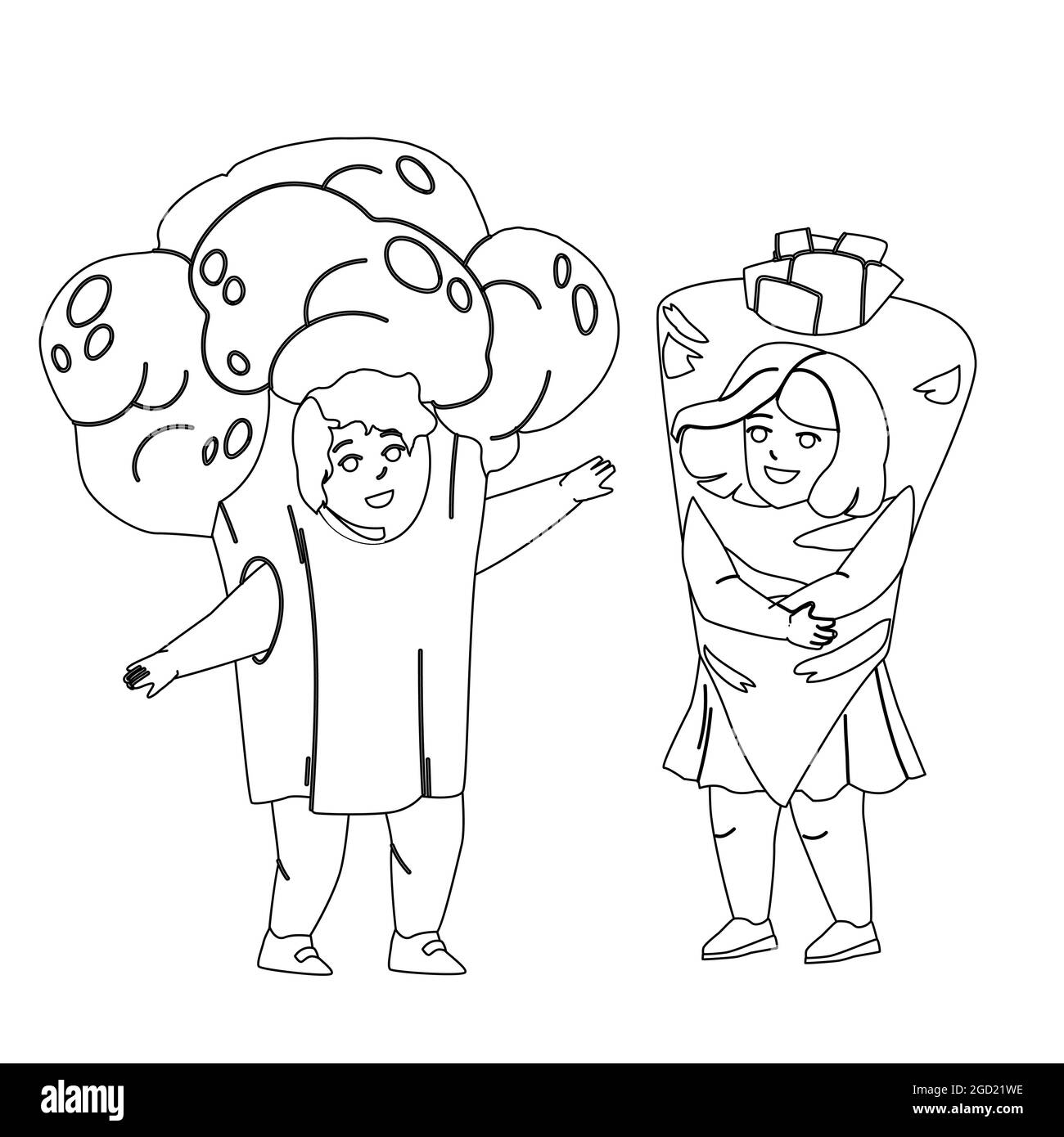 Kids Dressed Vegetables On School Stage Vector Stock Vector Image & Art ...