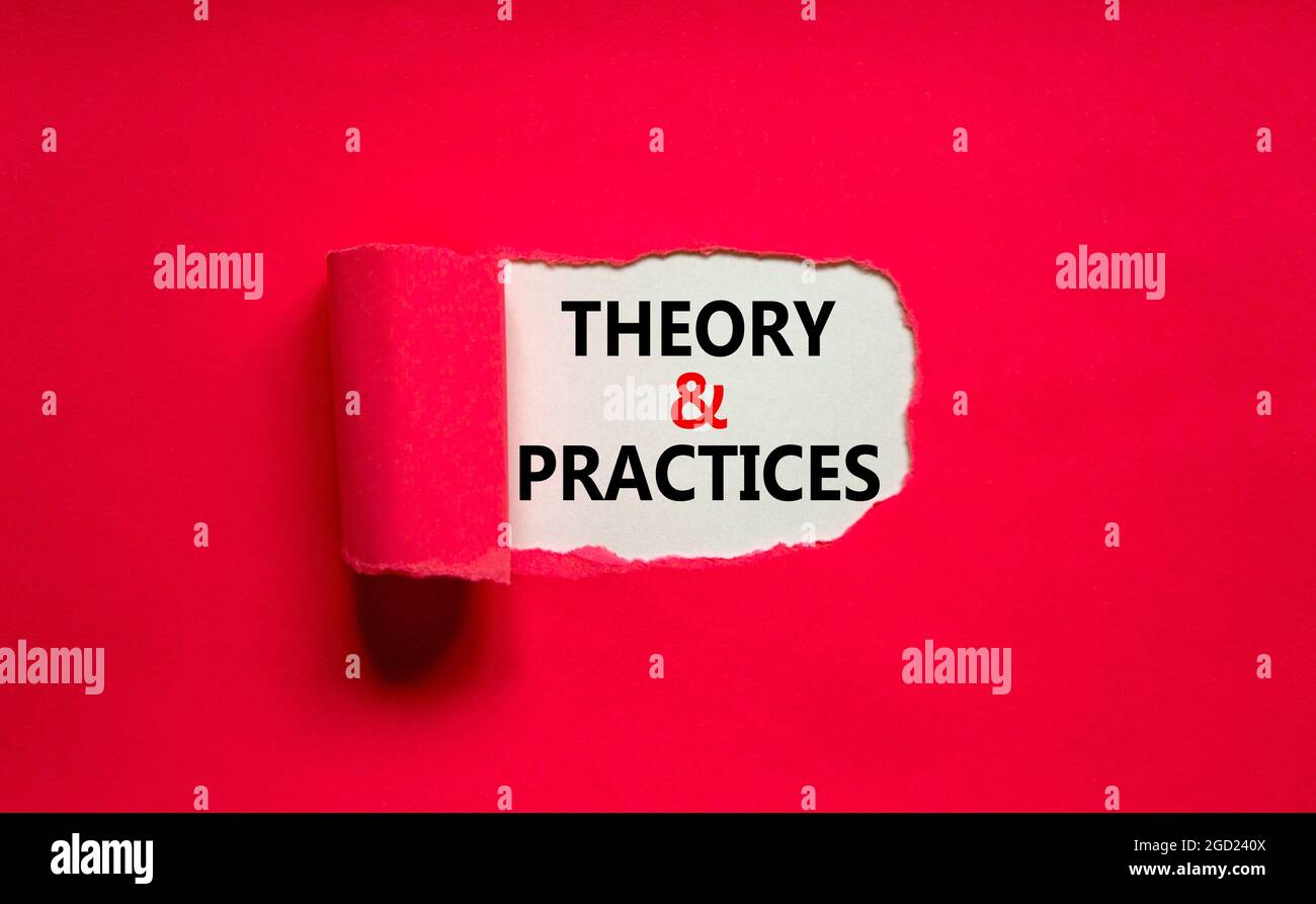 Theory and practice symbol. Words 'Theory and practice' appearing ...