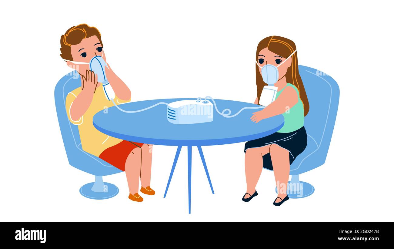 Nebulizer Mask Using Children In Clinic Vector Stock Vector