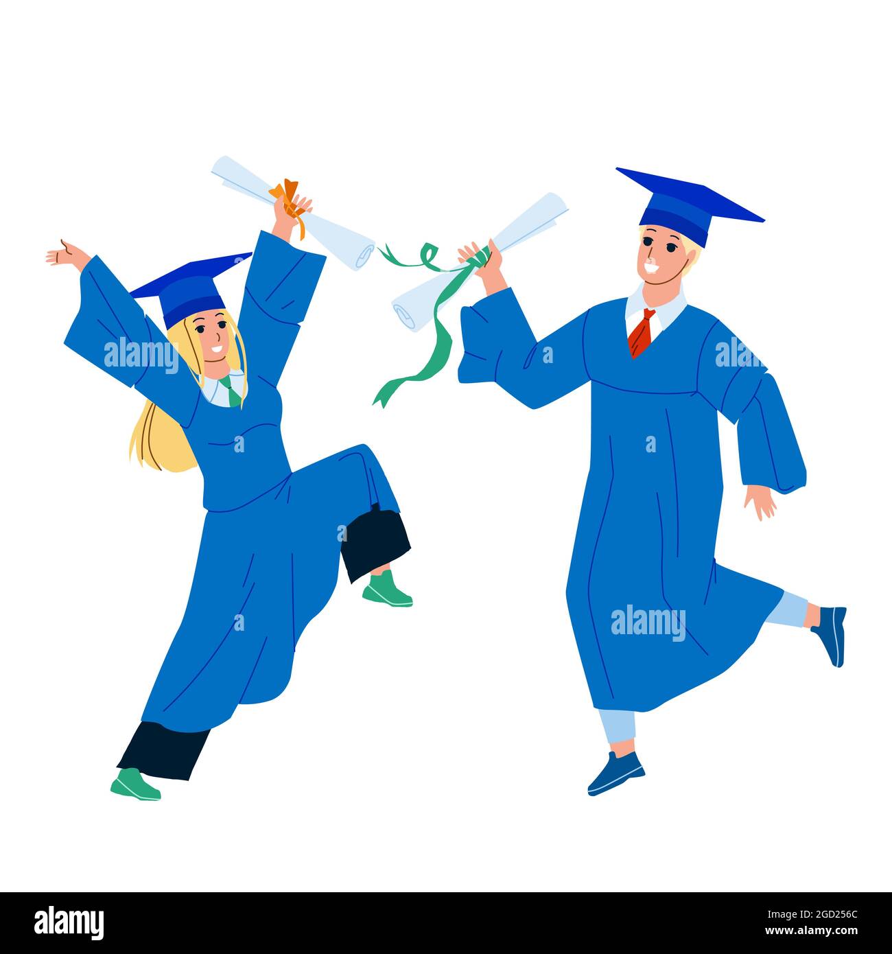 Alumnus Boy And Girl College Graduation Vector Stock Vector Image & Art